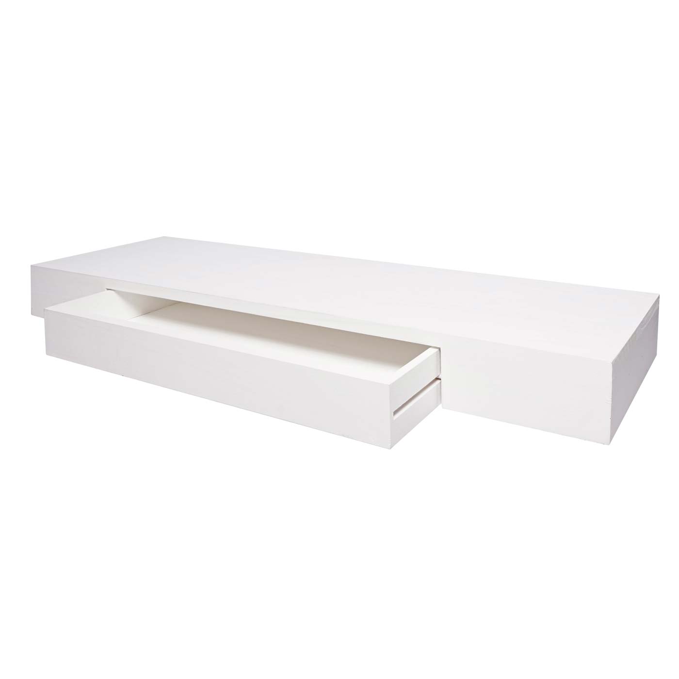Wandplank MCW-H37, wandplank Hangende plank, lade massief hout 8x80x25cm ~ wit