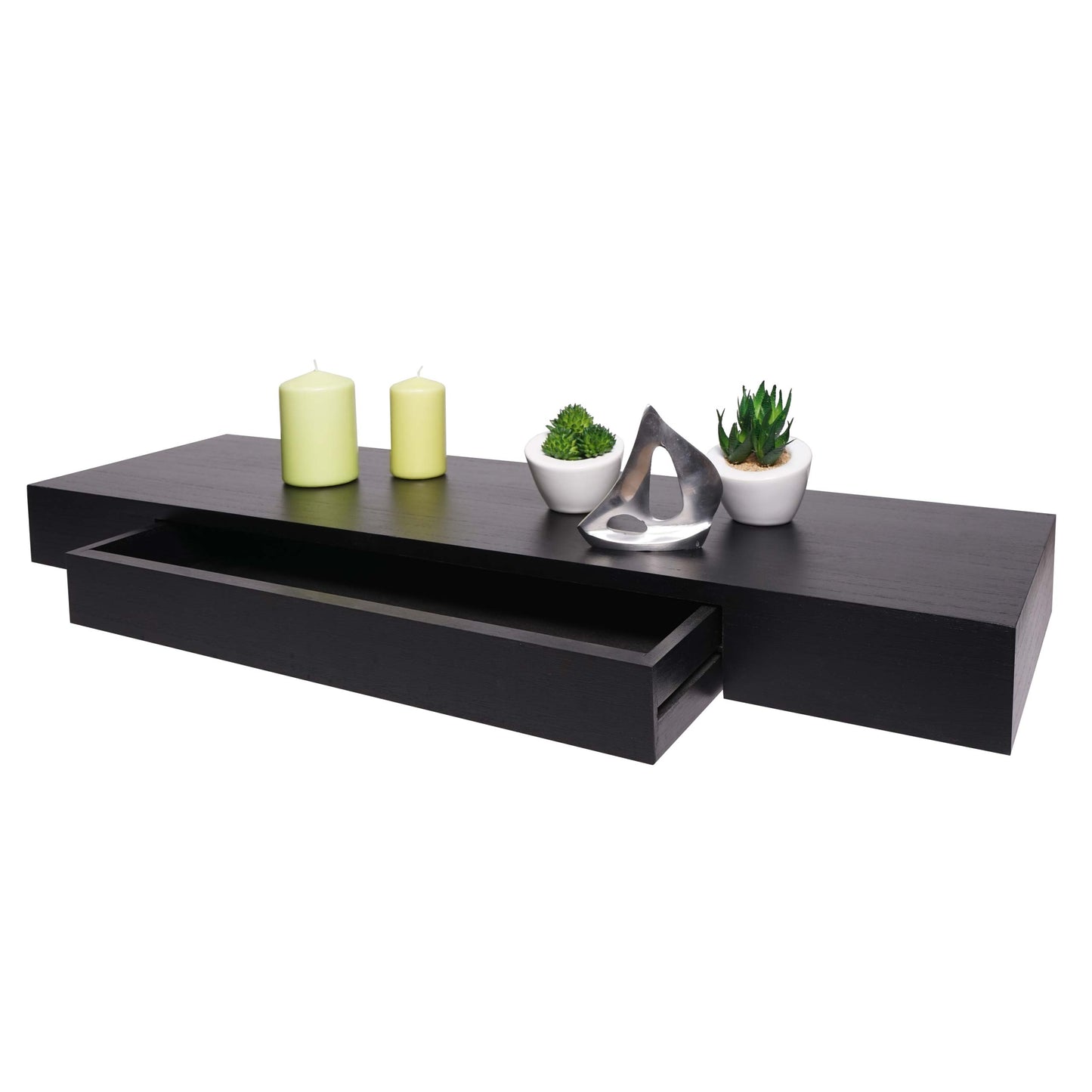 Wandplank MCW-H37, wandplank Hangende plank, lade massief hout 8x80x25cm ~ zwart