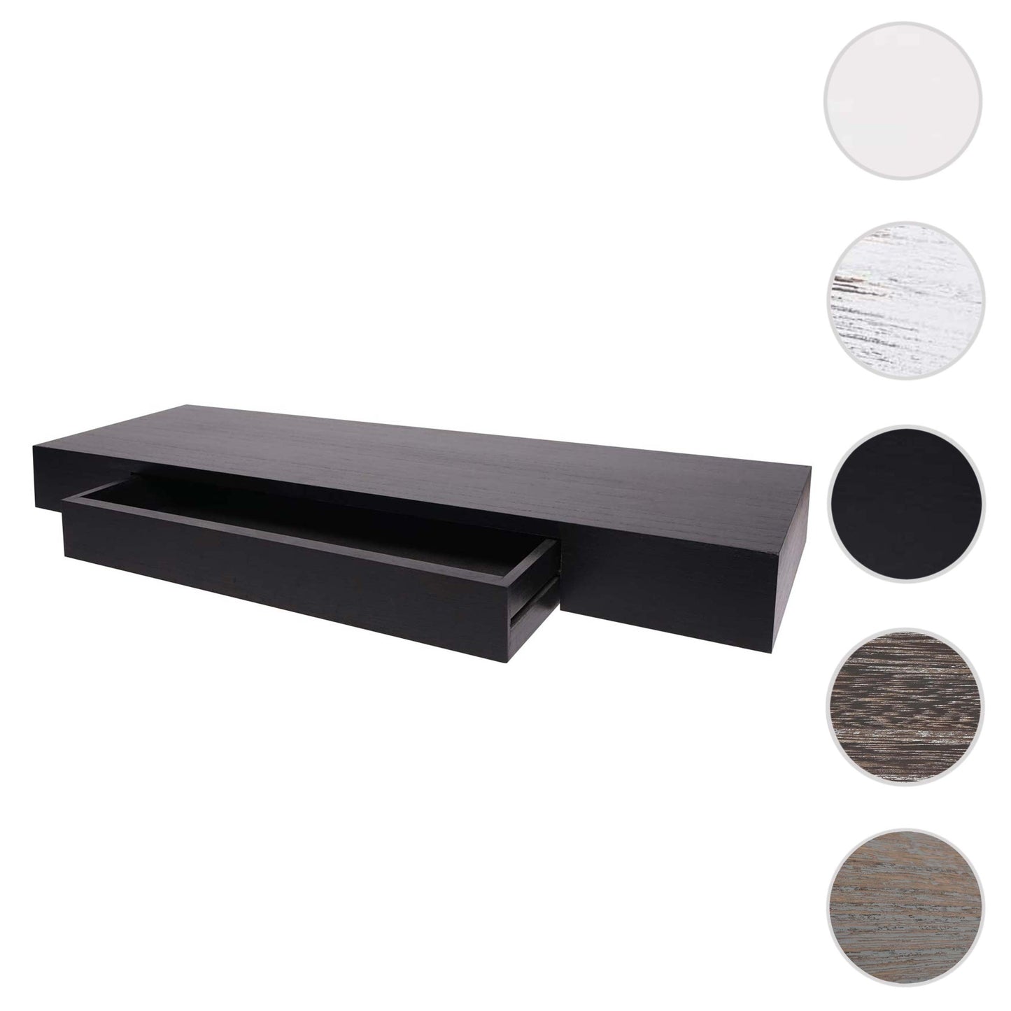 Wandplank MCW-H37, wandplank Hangende plank, lade massief hout 8x80x25cm ~ zwart