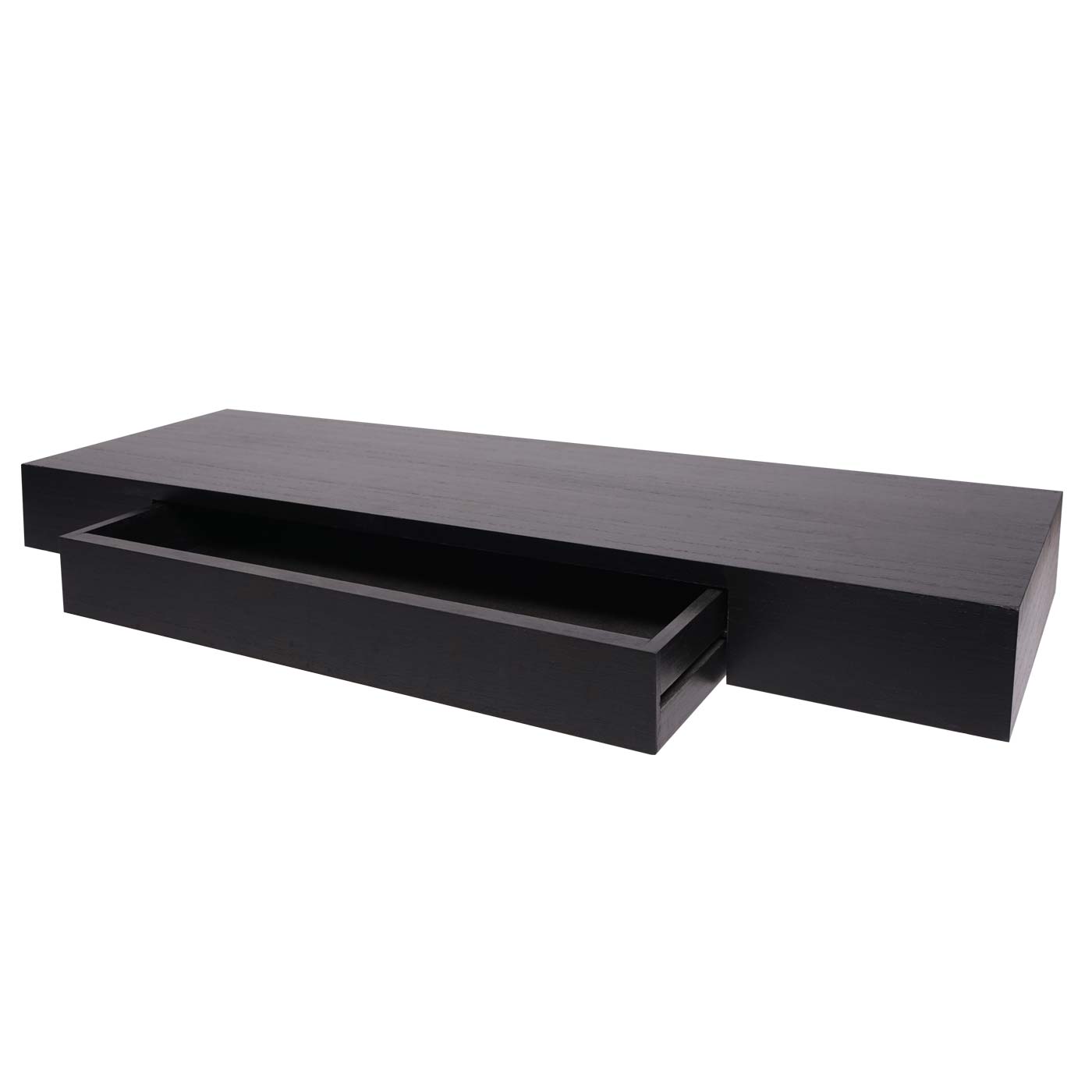 Wandplank MCW-H37, wandplank Hangende plank, lade massief hout 8x80x25cm ~ zwart