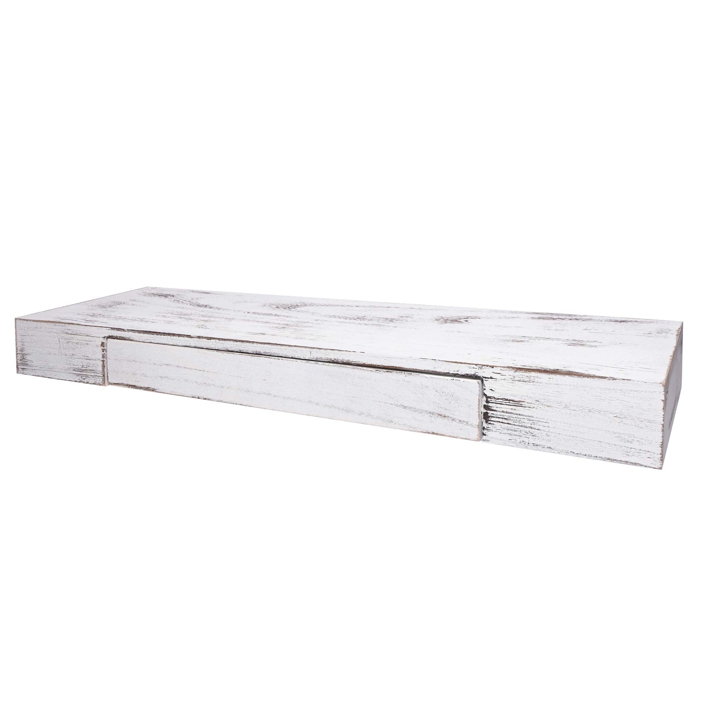 Wandplank MCW-H37, wandplank Hangende plank, lade massief hout 8x80x25cm ~ wit, shabby