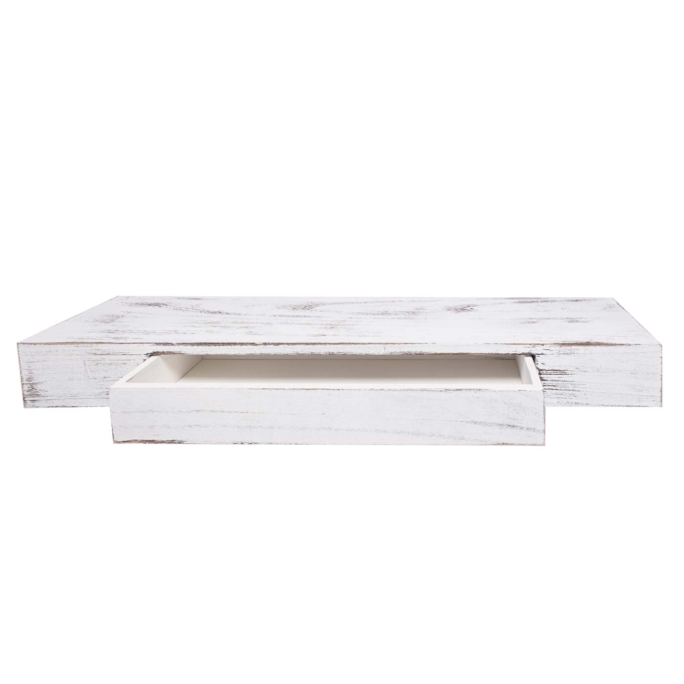 Wandplank MCW-H37, wandplank Hangende plank, lade massief hout 8x80x25cm ~ wit, shabby