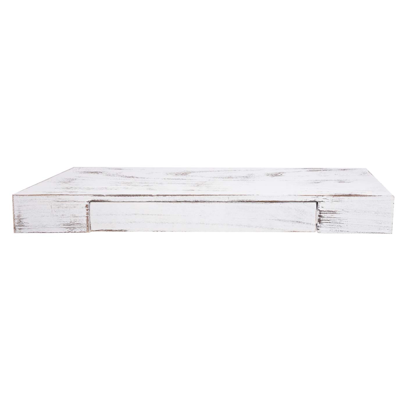 Wandplank MCW-H37, wandplank Hangende plank, lade massief hout 8x80x25cm ~ wit, shabby