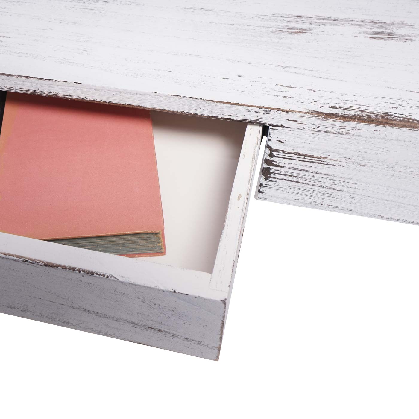 Wandplank MCW-H37, wandplank Hangende plank, lade massief hout 8x80x25cm ~ wit, shabby