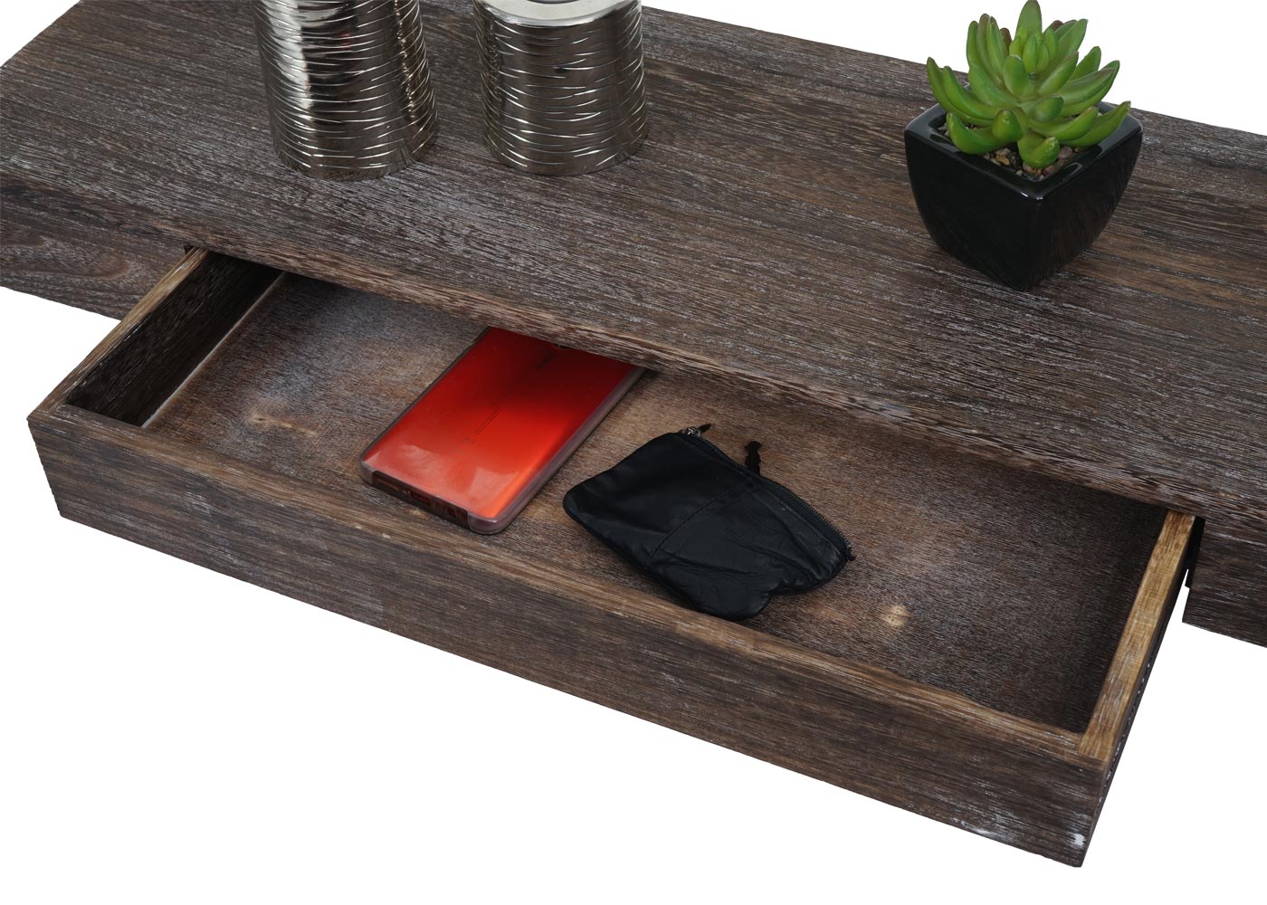 Wandplank MCW-H37, wandplank Hangende plank, lade massief hout 8x80x25cm ~ bruin, shabby