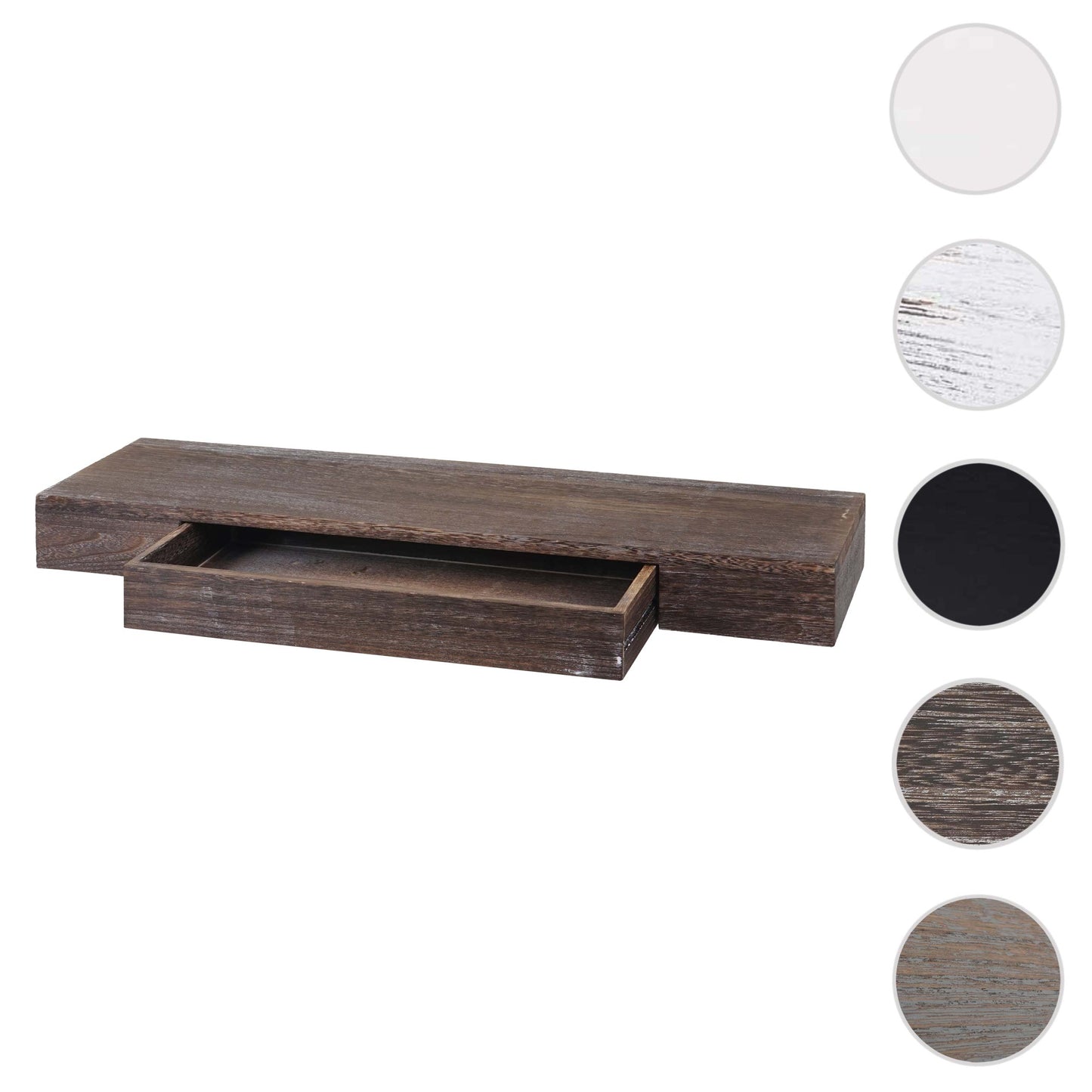 Wandplank MCW-H37, wandplank Hangende plank, lade massief hout 8x80x25cm ~ bruin, shabby