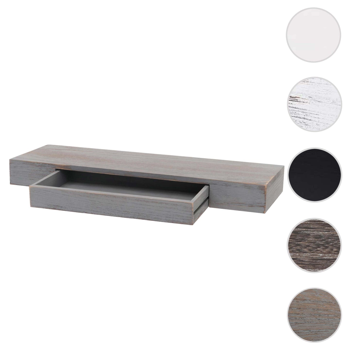 Wandplank MCW-H37, wandplank Hangende plank, lade massief hout 8x80x25cm ~ grijs, shabby