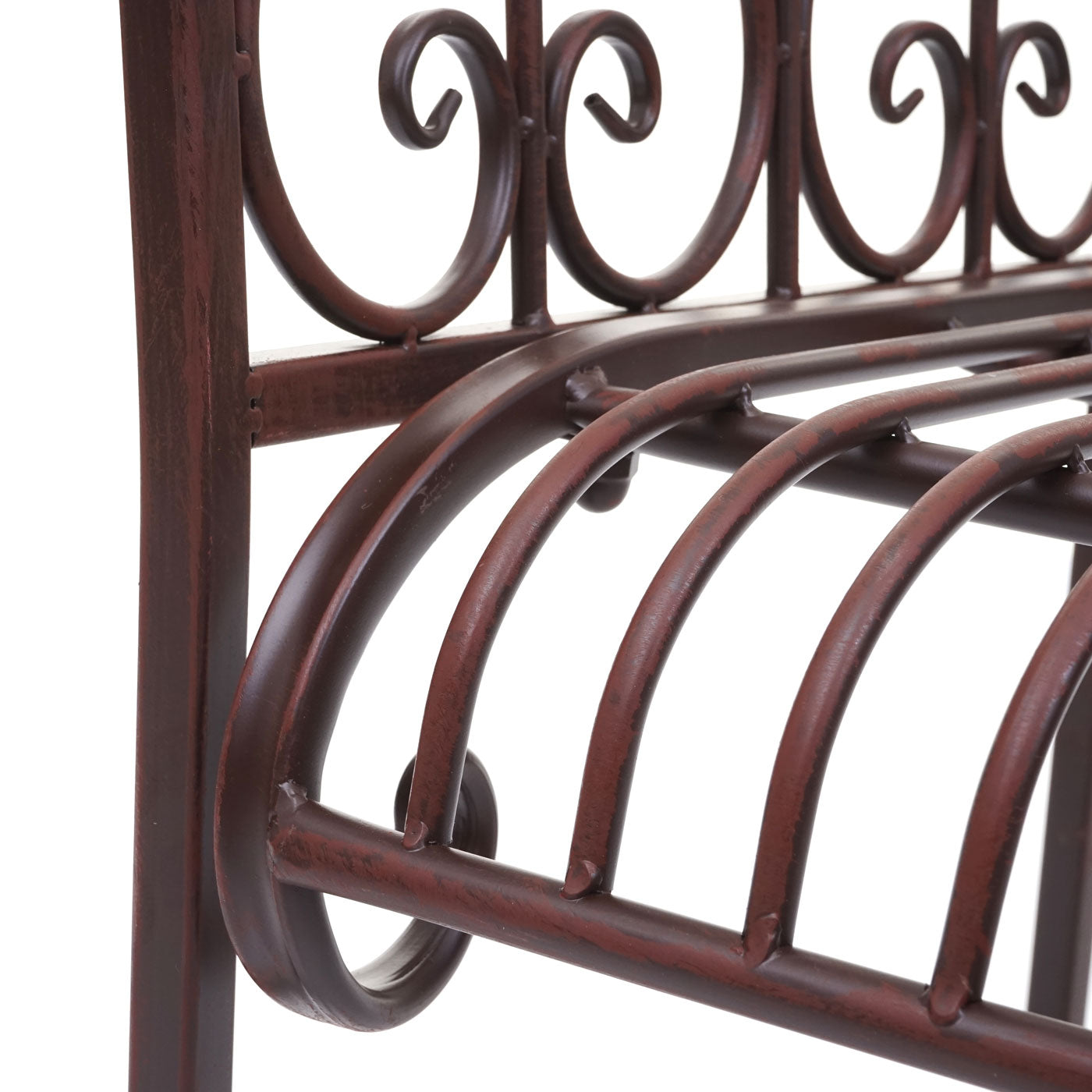 Tuinbank MCW-H78, parkbank, 2-zits metaal met ornamenten roest-look bruin 150cm ~ zonder zitkussen