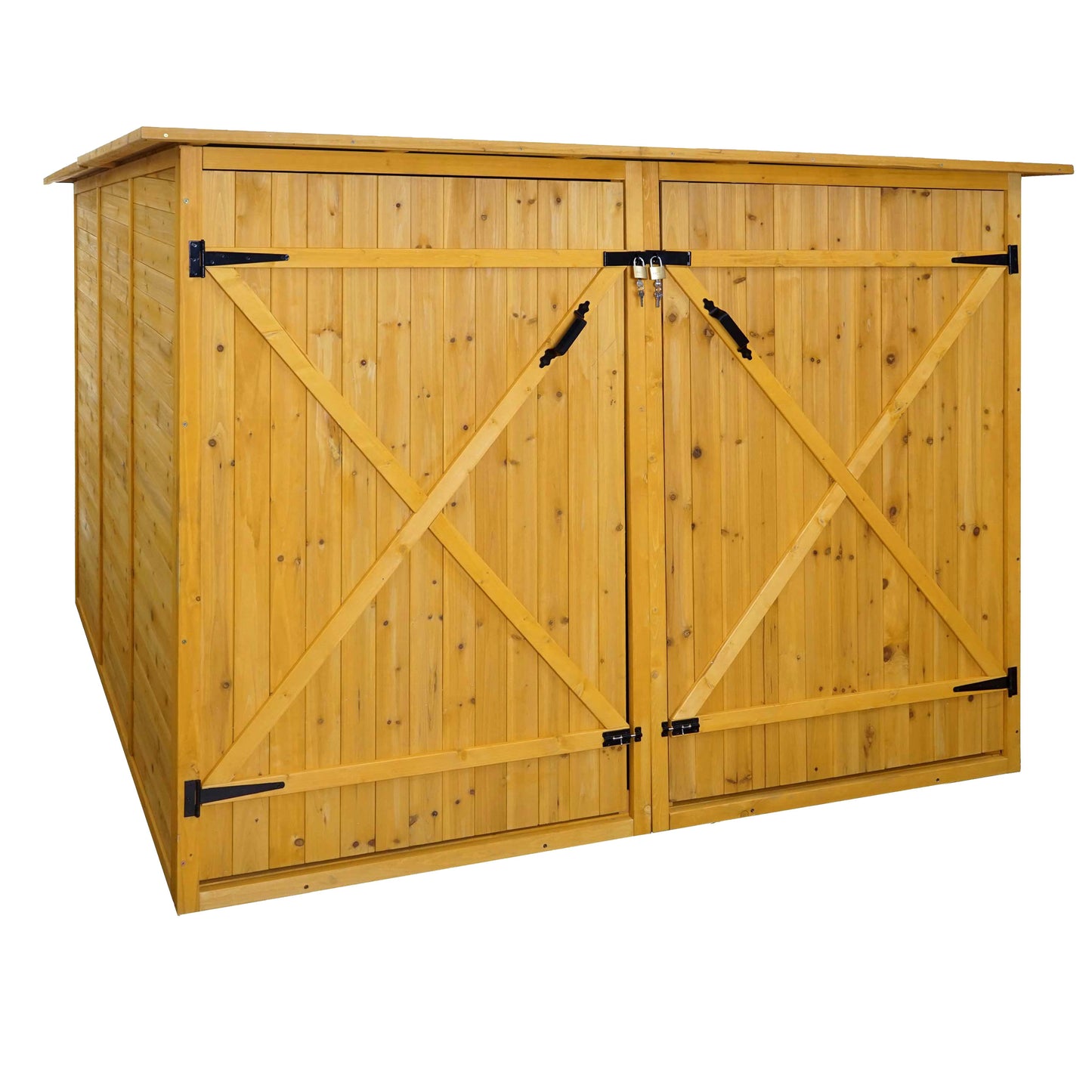 2-fietsengarage MCW-H60, fietsbox gereedschapsberging, MVG afsluitbaar 151x200x200cm ~ bruin
