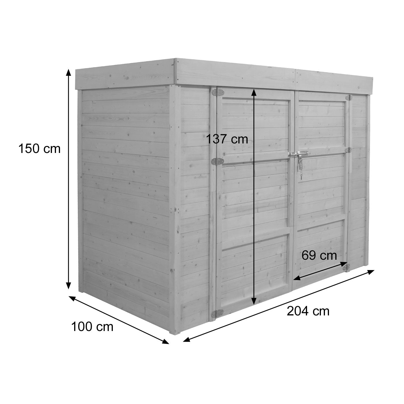 2-fietsengarage MCW-H63, fietsbox gereedschapshok, afsluitbaar 150x204x100cm ~ bruin
