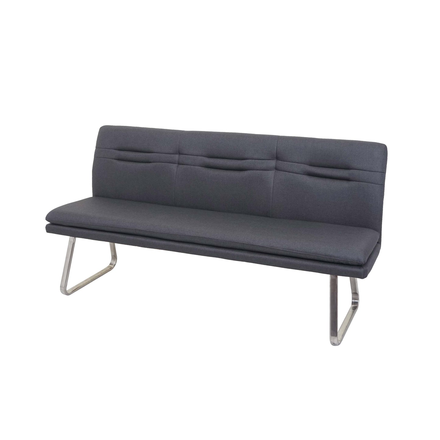 Bank MCW-H70, eetkamerbank gestoffeerde bank, rugleuning stof/textiel geborsteld roestvrij staal ~ grijs 180cm