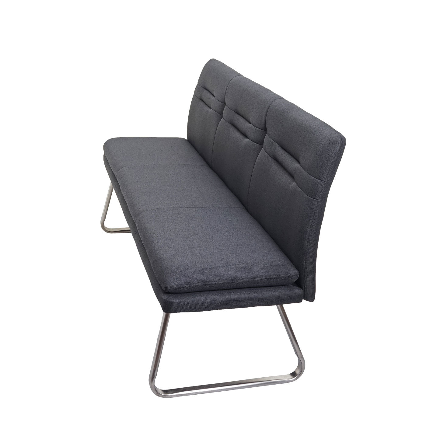 Bank MCW-H70, eetkamerbank gestoffeerde bank, rugleuning stof/textiel geborsteld roestvrij staal ~ grijs 180cm