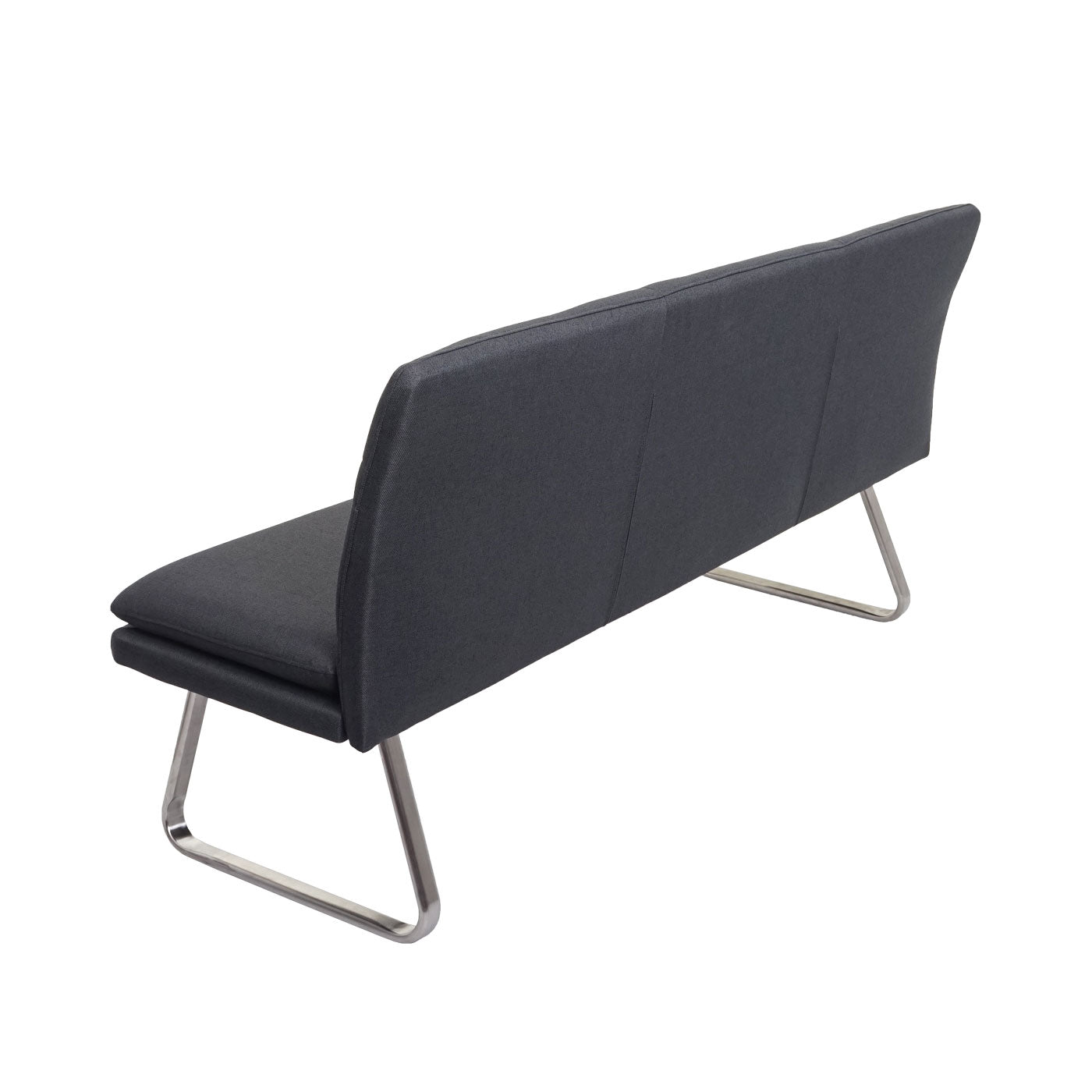 Bank MCW-H70, eetkamerbank gestoffeerde bank, rugleuning stof/textiel geborsteld roestvrij staal ~ grijs 180cm