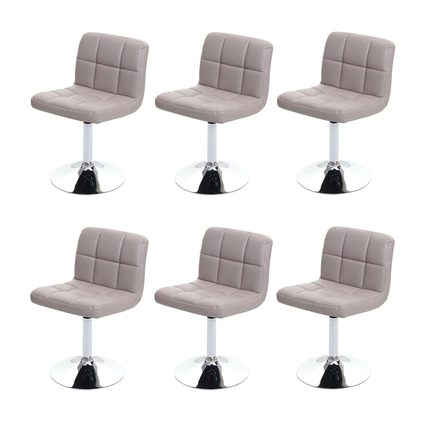 Set van 6 eetkamerstoelen Bureaustoel Stoel Kavala kunstleer chroom ~ taupe-grijs