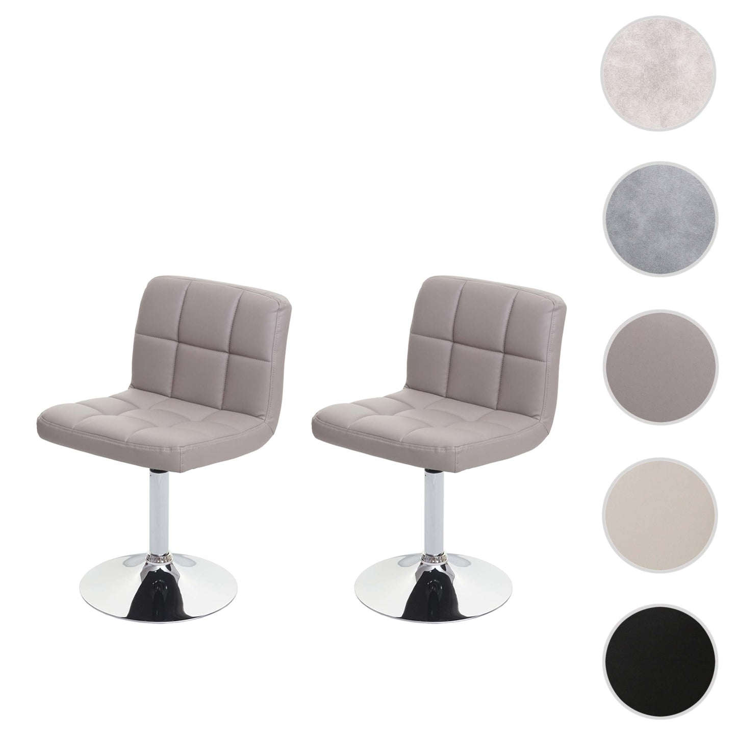 Set van 2 eetkamerstoelen Bureaustoel Stoel Kavala kunstleer chroom ~ taupe-grijs