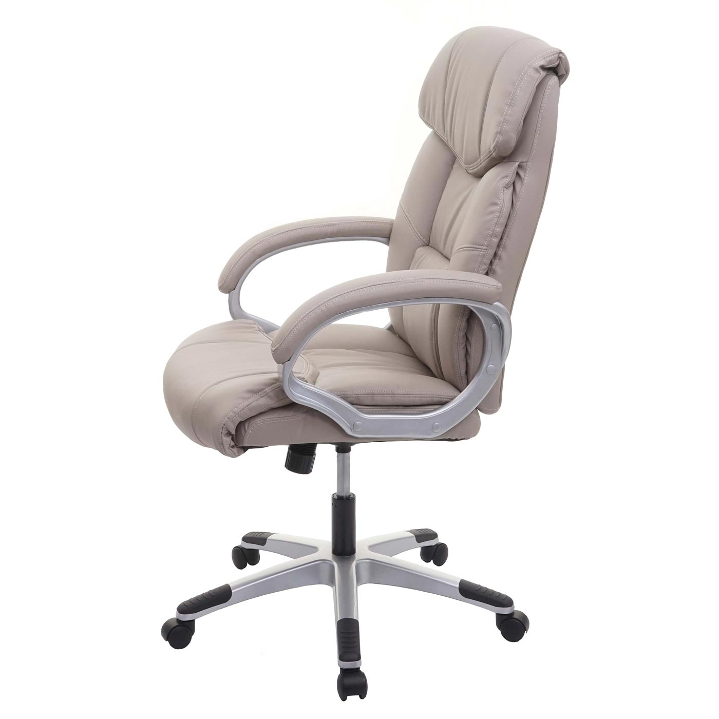 Bureaustoel MCW-A71, directiedraaistoel, kunstleer ~ taupe-grijs