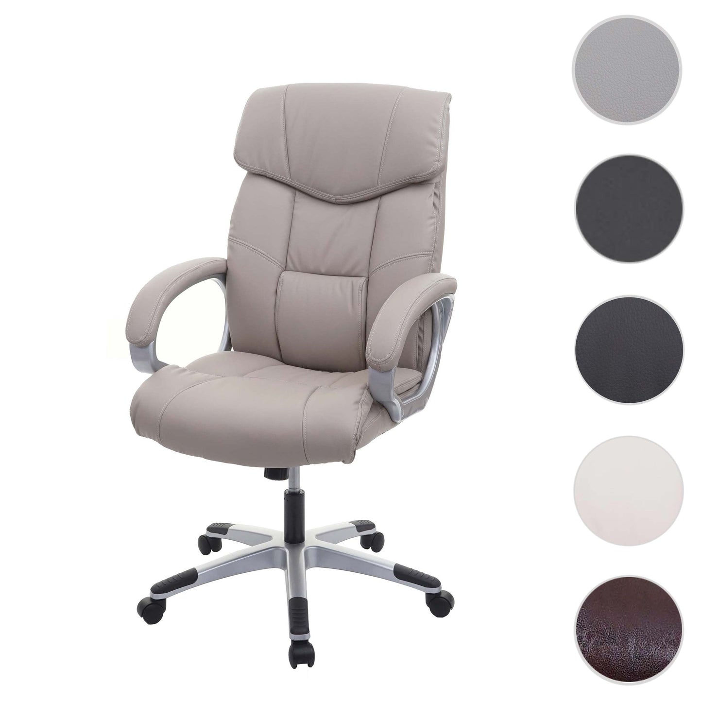 Bureaustoel MCW-A71, directiedraaistoel, kunstleer ~ taupe-grijs