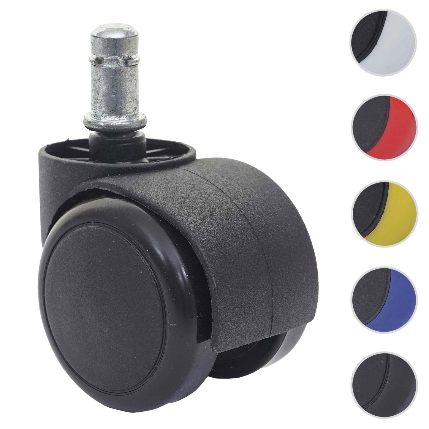 Set van 5 harde vloeren wielen MCW-H86, bureaustoel wielen, 150kg draagvermogen Ø 11mm ~ zwart
