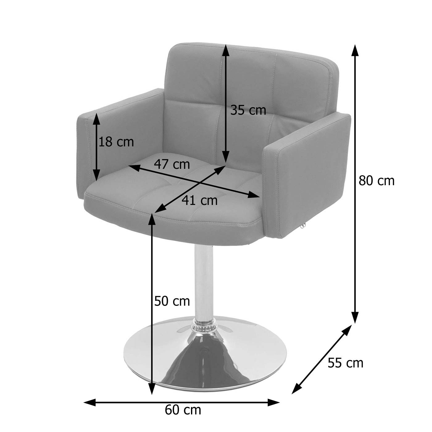 Set van 6 eetkamerstoelen Orlando, bureaustoel keuken, kunstleer chroom MVG-gecertificeerd ~ zwart