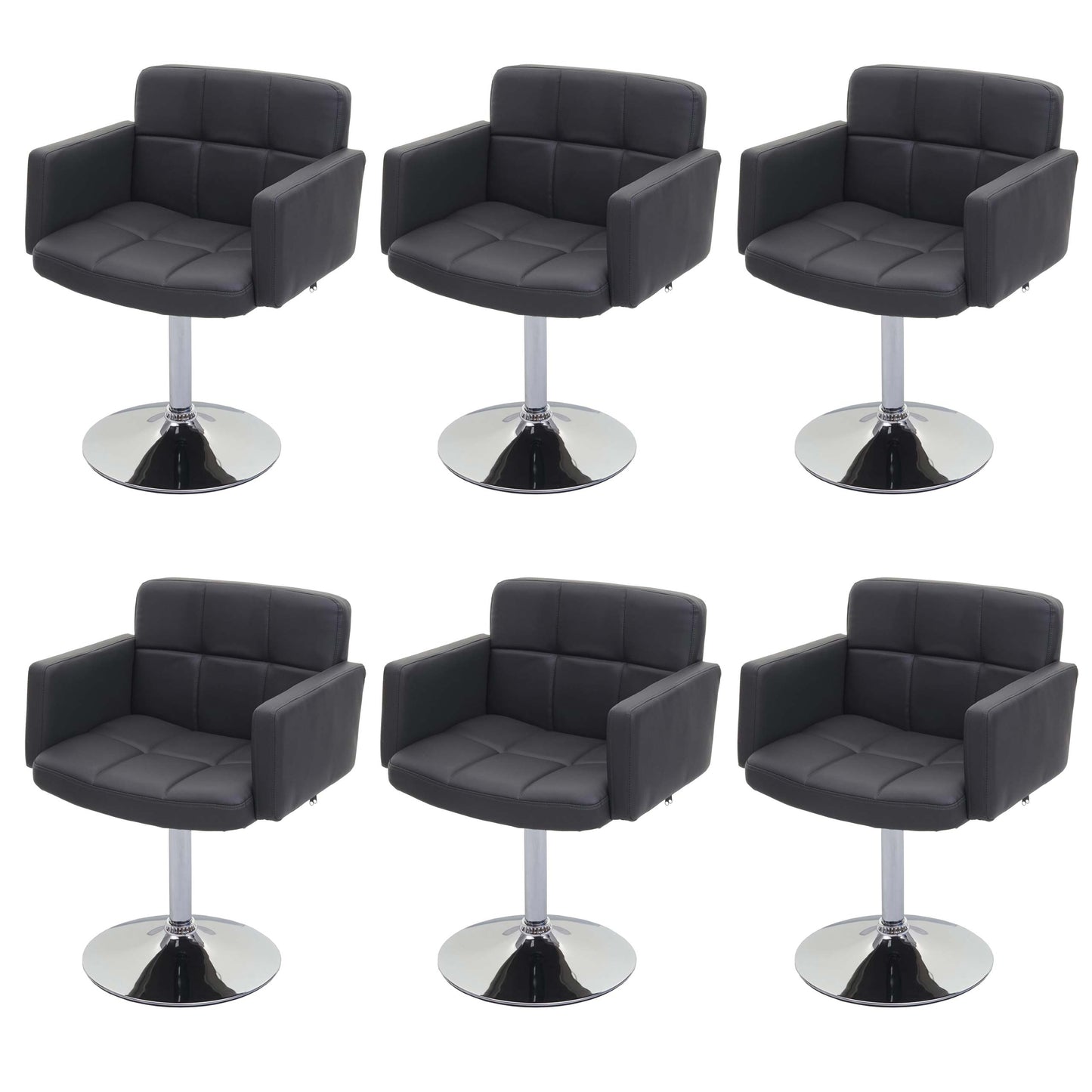 Set van 6 eetkamerstoelen Orlando, bureaustoel keuken, kunstleer chroom MVG-gecertificeerd ~ grijs