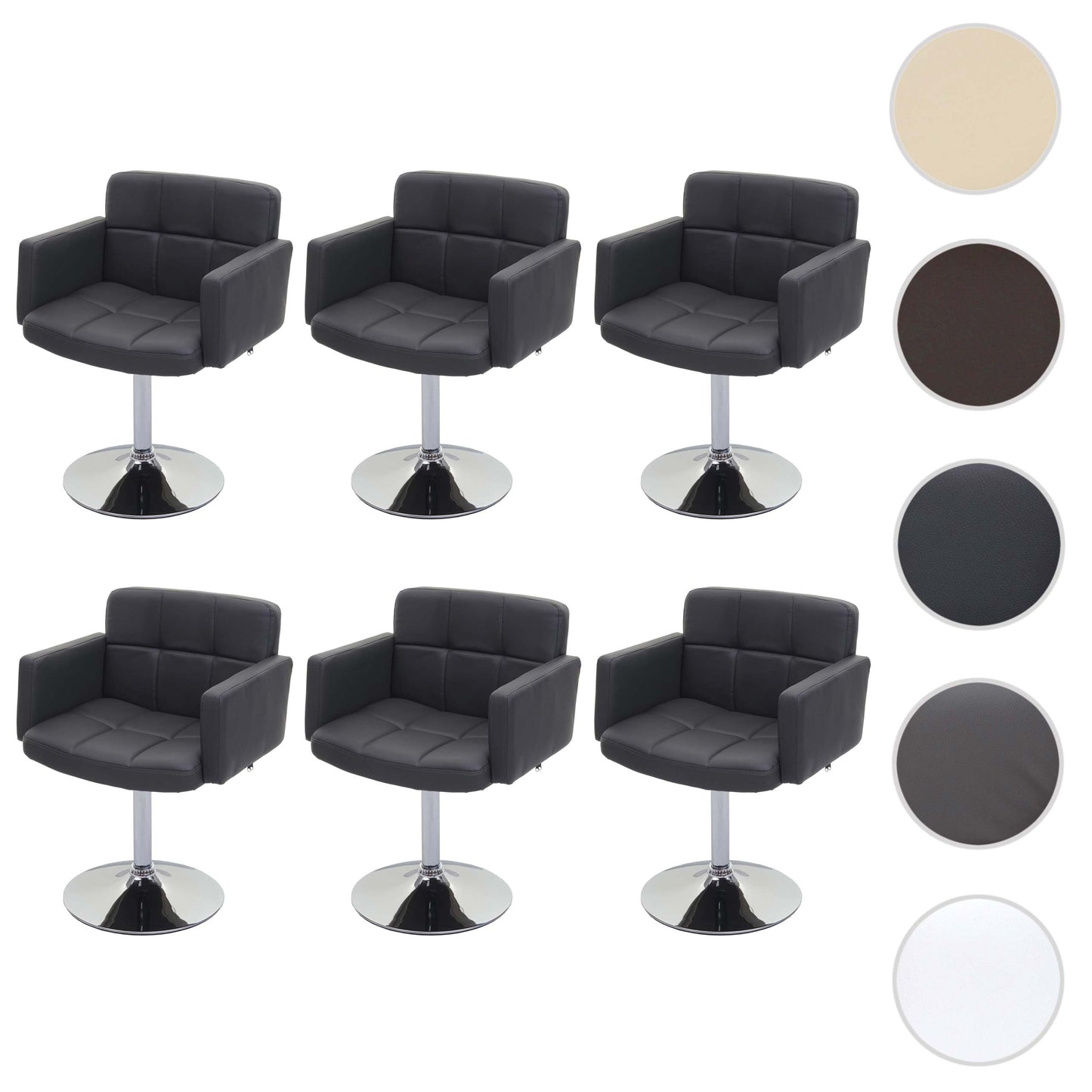 Set van 6 eetkamerstoelen Orlando, bureaustoel keuken, kunstleer chroom MVG-gecertificeerd ~ grijs