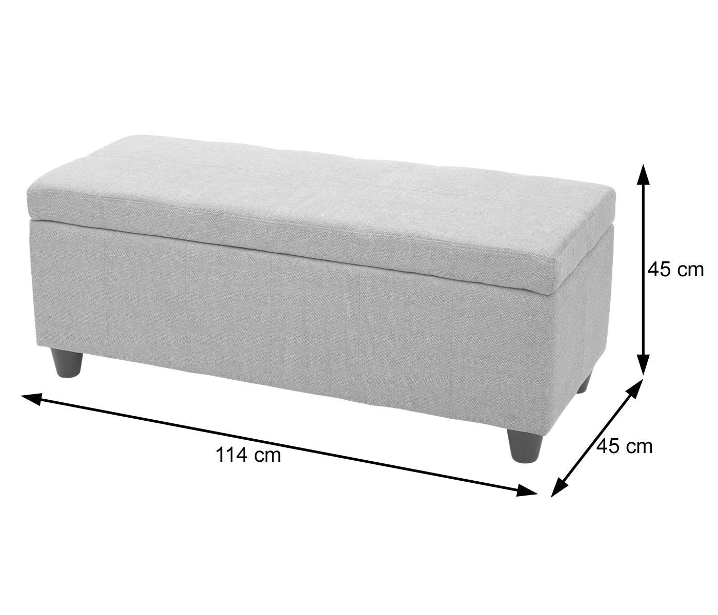 Opbergkist Kriens, zitbank, kunstleer, 45x114x45cm ~ grijs mat
