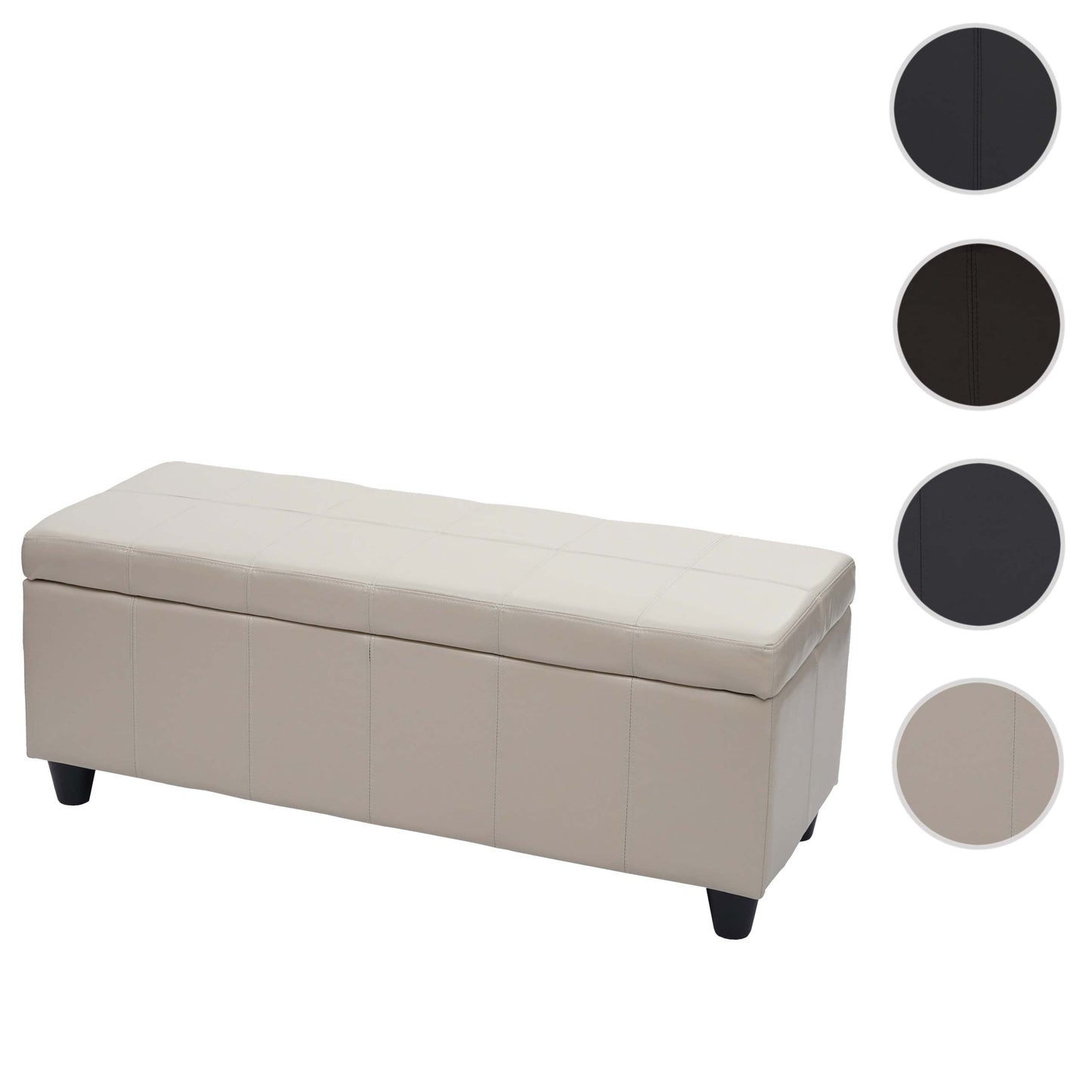 Opbergkist Kriens, bankje, kunstleer, 45x114x45cm ~ crème