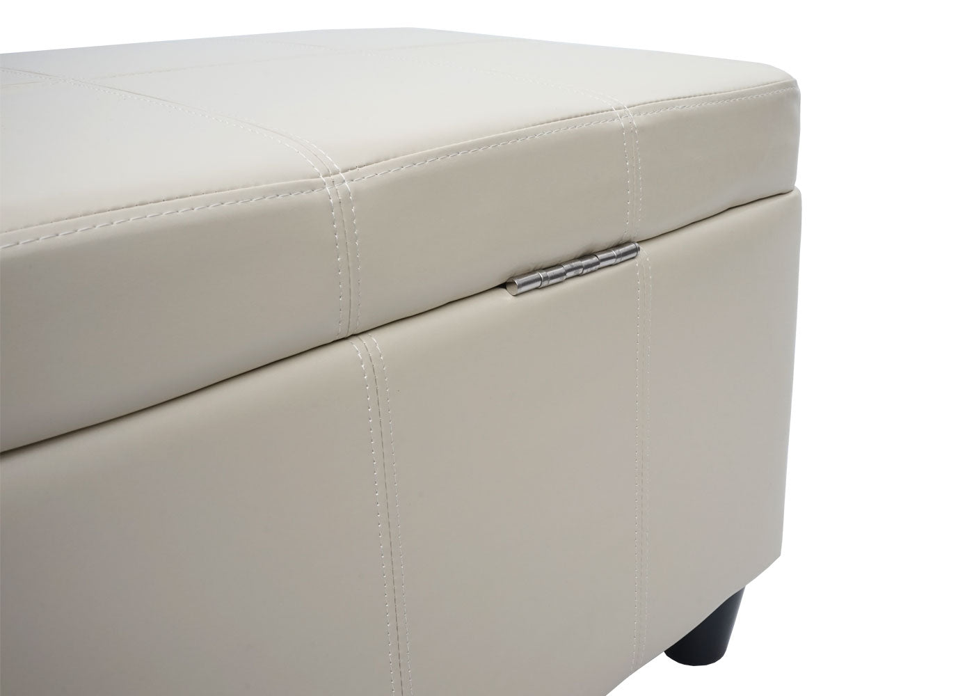 Opbergkist Kriens, bankje, kunstleer, 45x114x45cm ~ crème