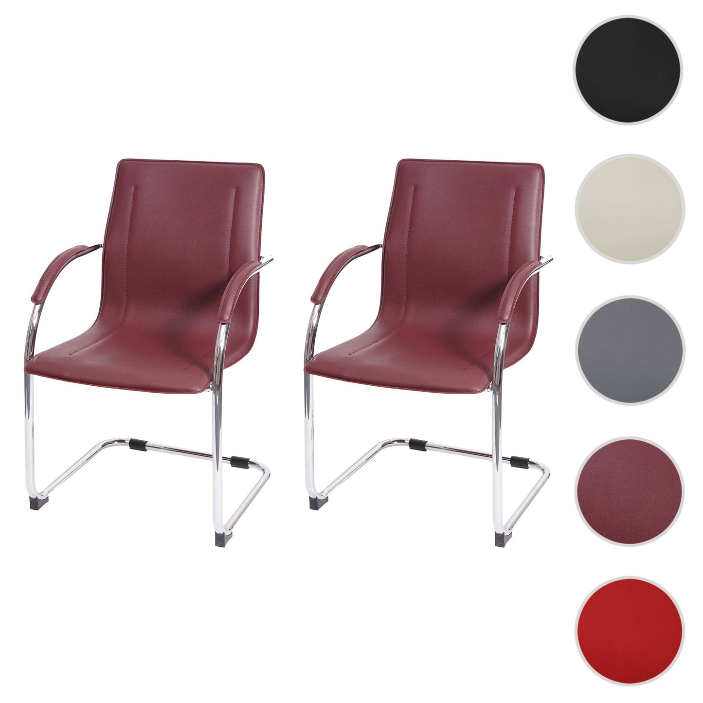 Set van 2 vergaderstoelen Samara, bezoekersstoel sledemodel ~ bordeaux