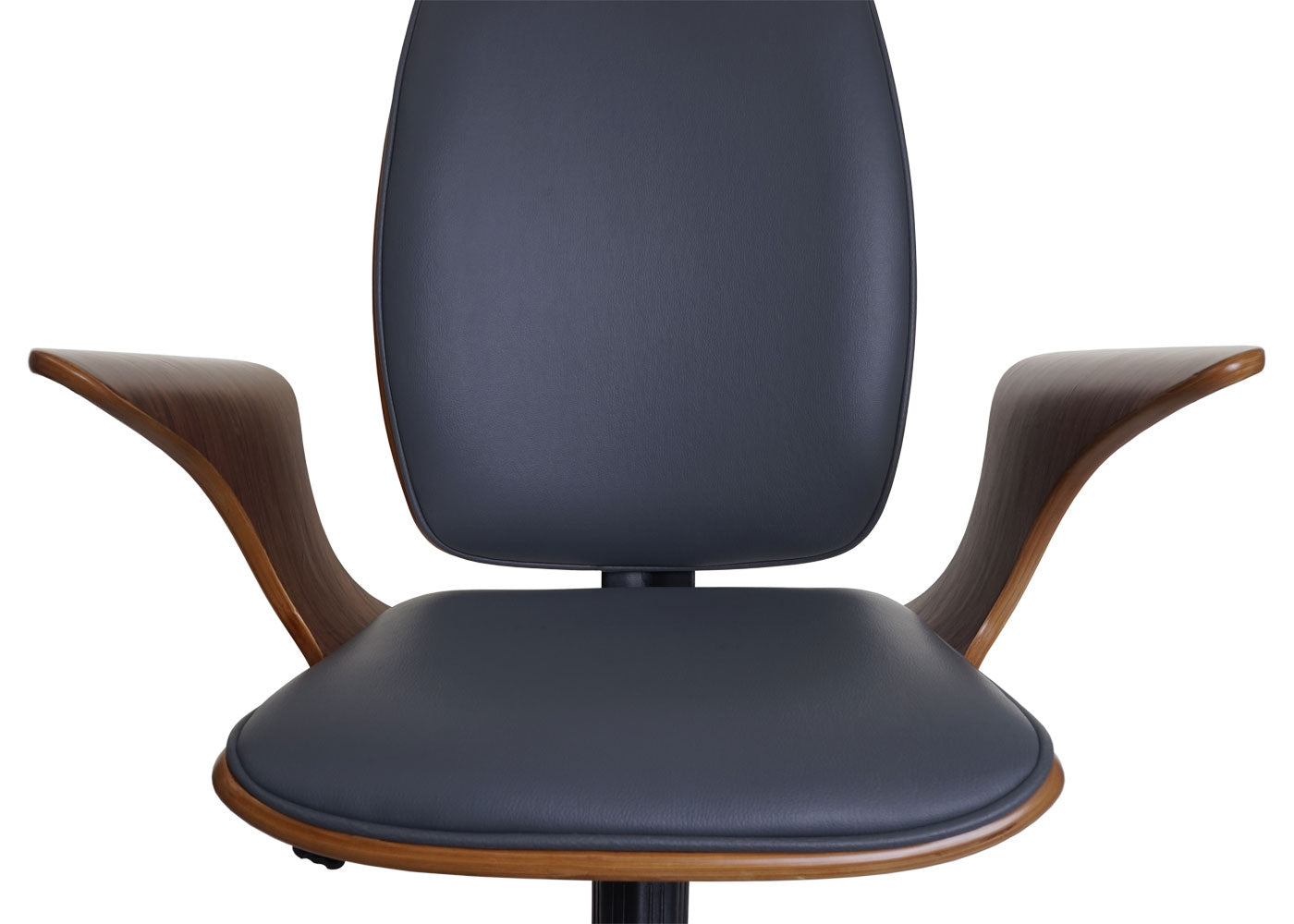 Bureaustoel MCW-C54, directiedraaistoel, gebogen hout kunstleer ~ walnoot look, grijze bekleding