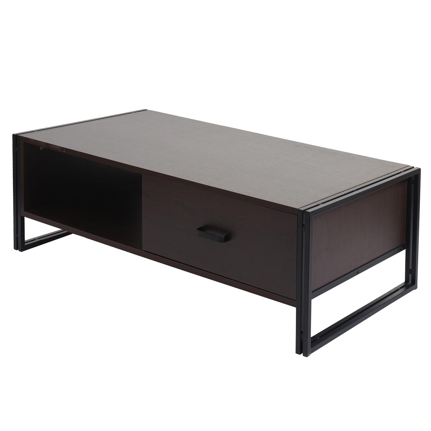 Salontafel MCW-A27, bijzettafel woonkamertafel, 41x120x60cm 3D structuur, metaal MDF ~ donkerbruin