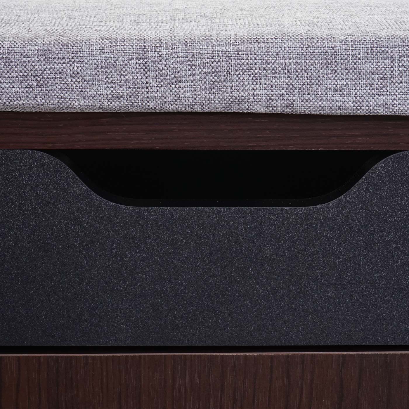 Schoenenkast met zitting MCW-A27, ladekast bank met kussens, 53x110x30cm 3D structuur metaal ~ donkerbruin