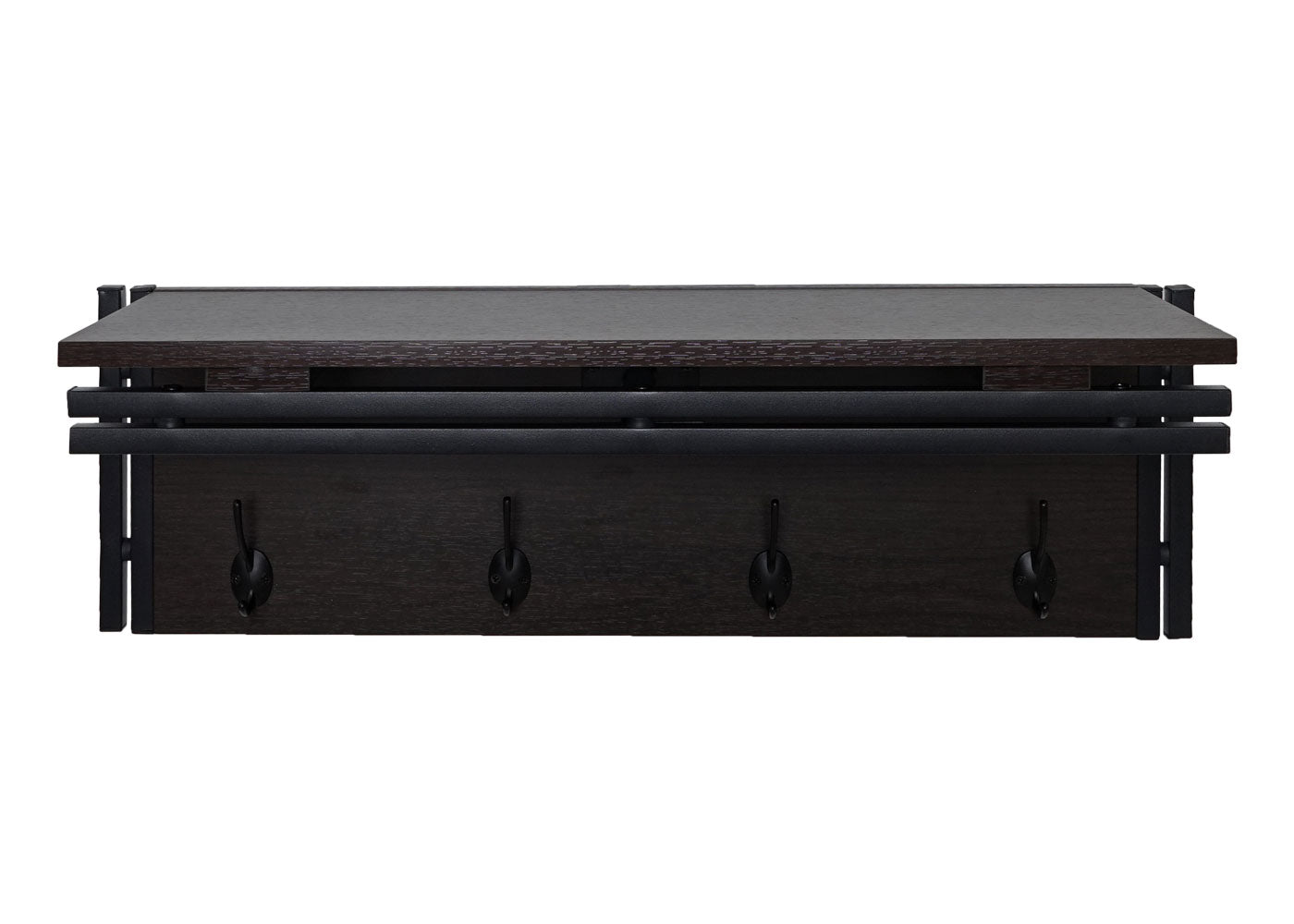 Wandkapstok MCW-A27, kapstokplank, 4 haken 24x75x24cm 3D structuur ~ donkerbruin