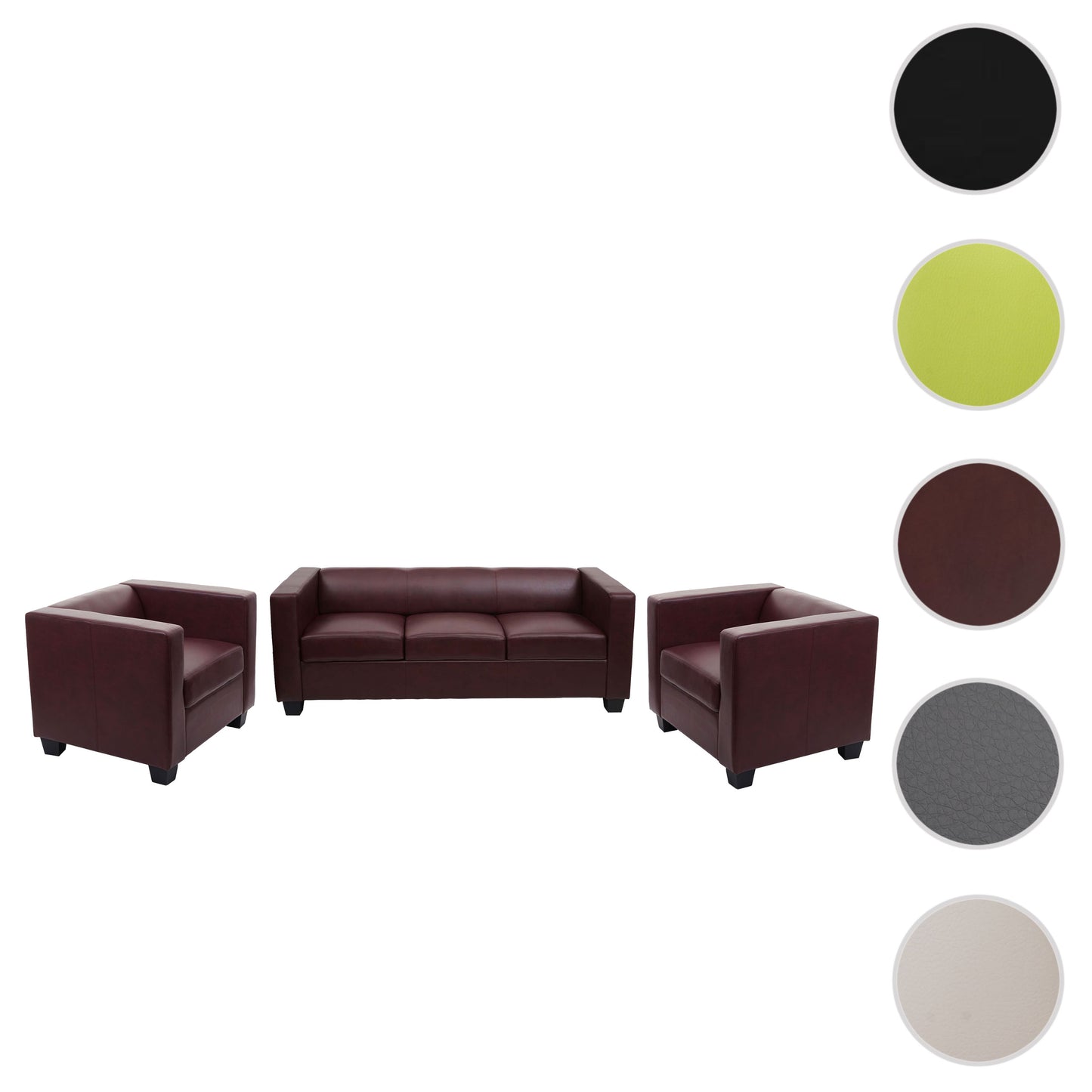 3-1-1 Bankstel Bankstel Loungebank Lille ~ kunstleer, roodbruin