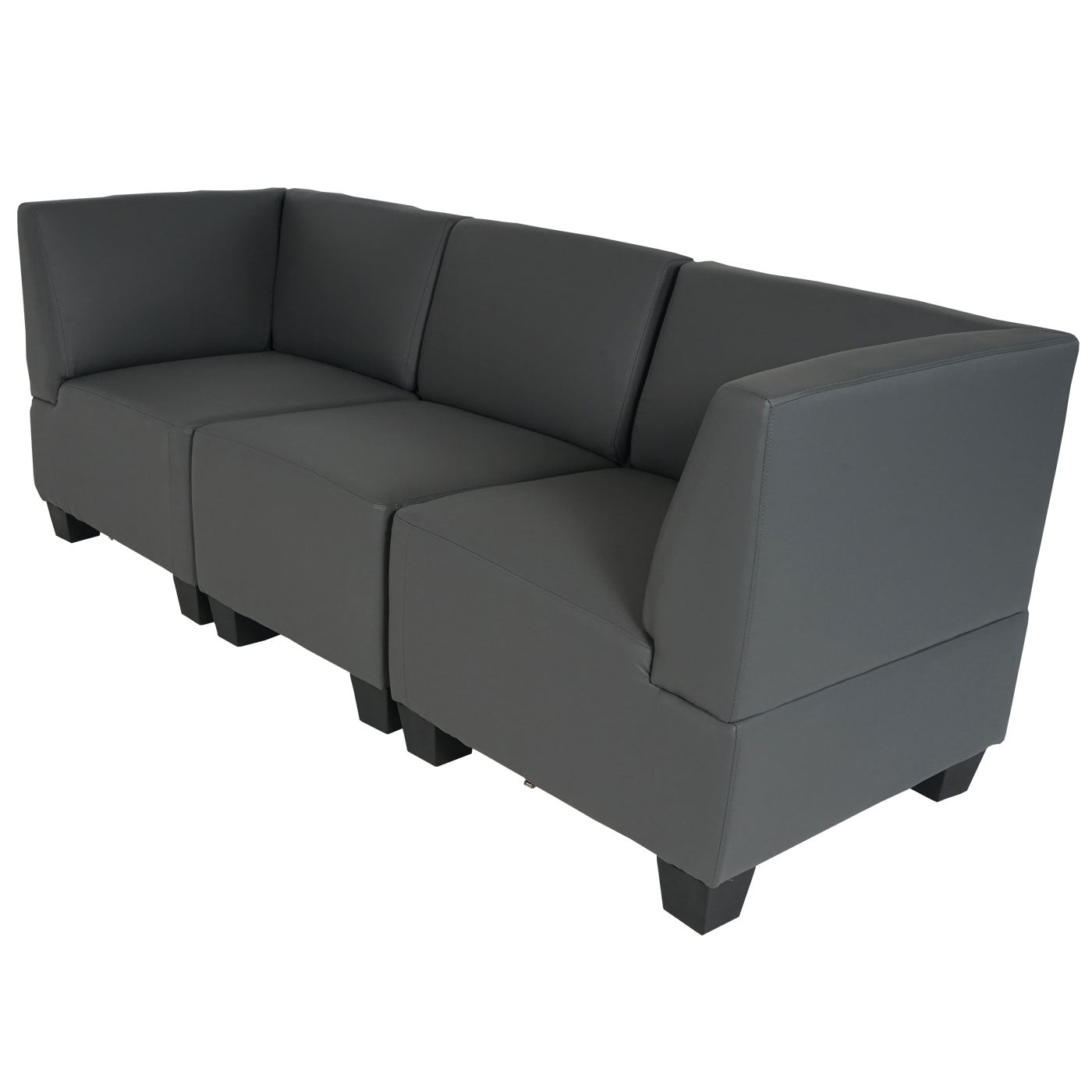 Modulaire 3-zitsbank Lyon, kunstleer ~ donkergrijs, hoge armleuningen
