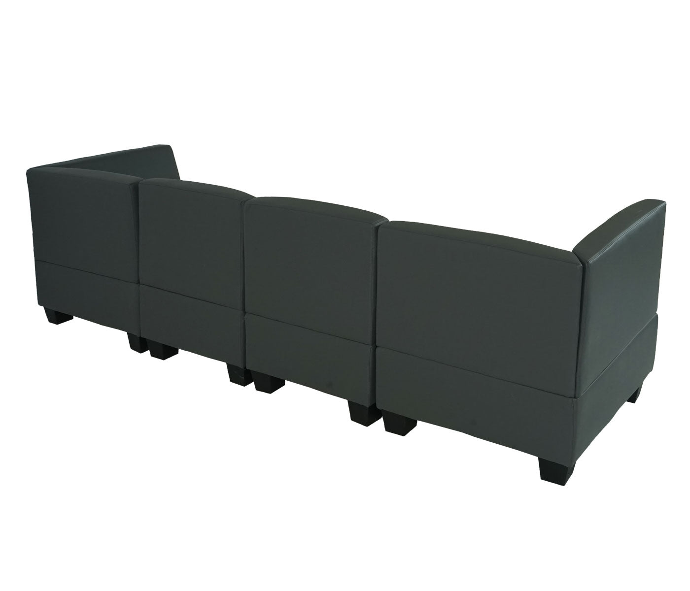 Modulaire 4-zits bank Lyon, kunstleer ~ donkergrijs, hoge armleuningen