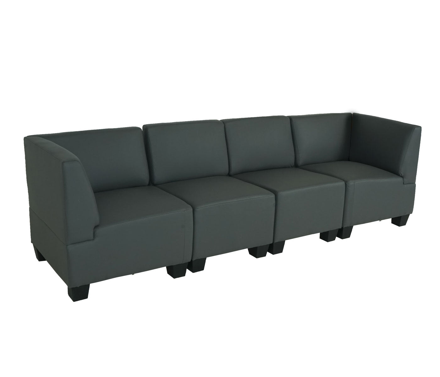 Modulaire 4-zits bank Lyon, kunstleer ~ donkergrijs, hoge armleuningen