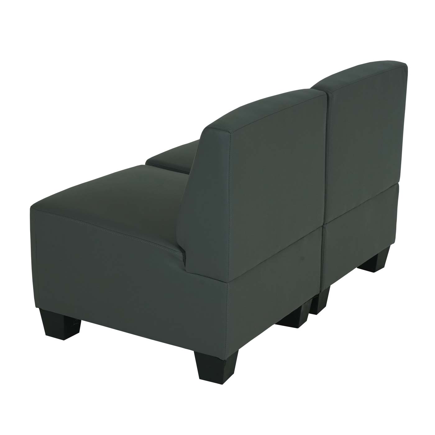 Modulaire 2-zitsbank Lyon, kunstleer ~ donkergrijs, zonder armleuningen