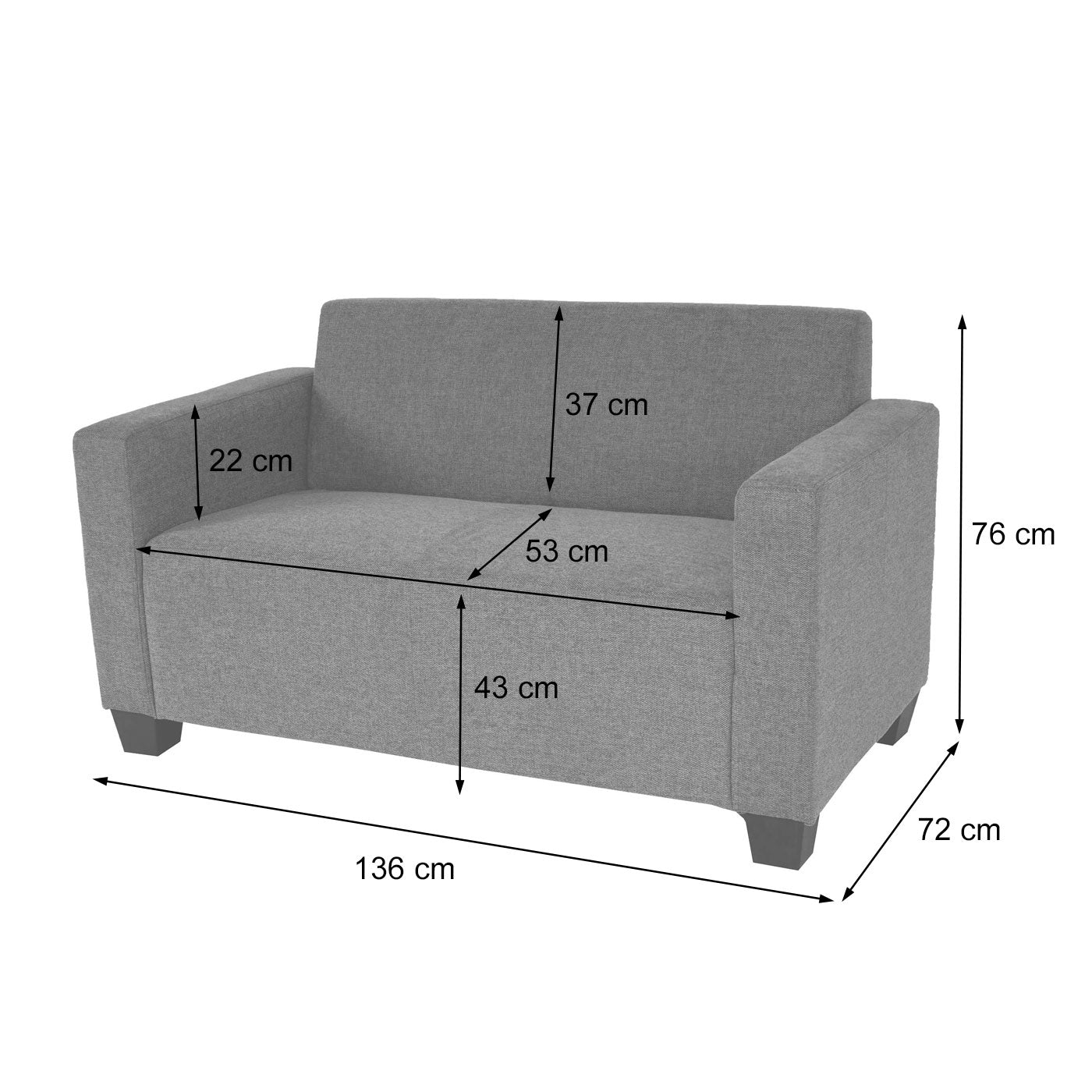 2-zits bank Lyon loungebank stof/textiel ~ bruin