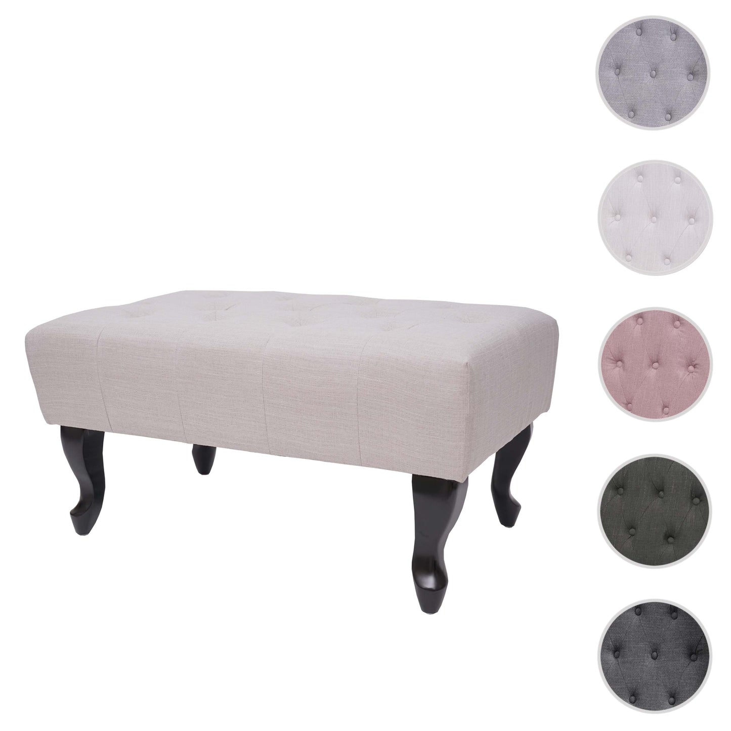 Poef Chesterfield, poef poef, waterafstotende stof/textiel 39x77x47cm ~ crème-beige