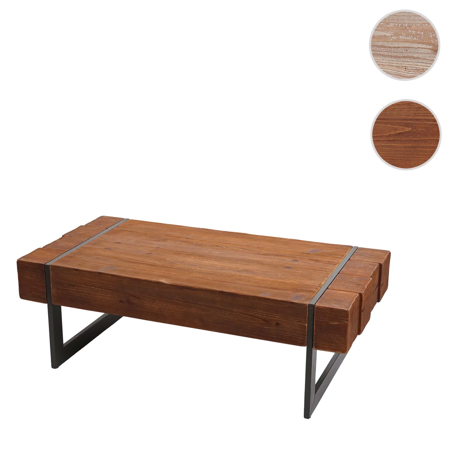 Salontafel MCW-A15a, woonkamertafel, massief dennenhout rustiek 40x120x60cm ~ bruin