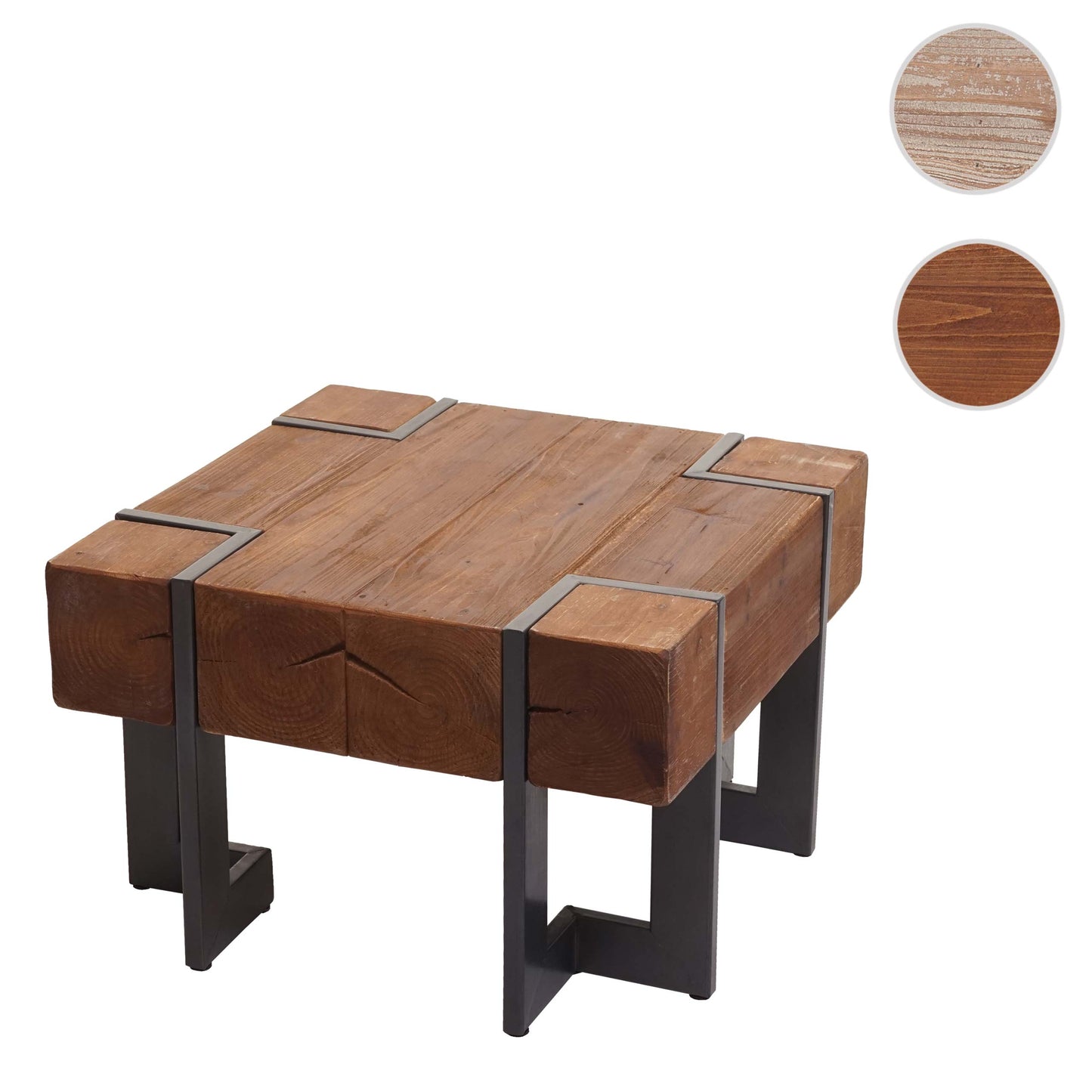 Salontafel MCW-A15, woonkamertafel, massief rustiek dennenhout MVG-gecertificeerd ~ bruin 60x60cm