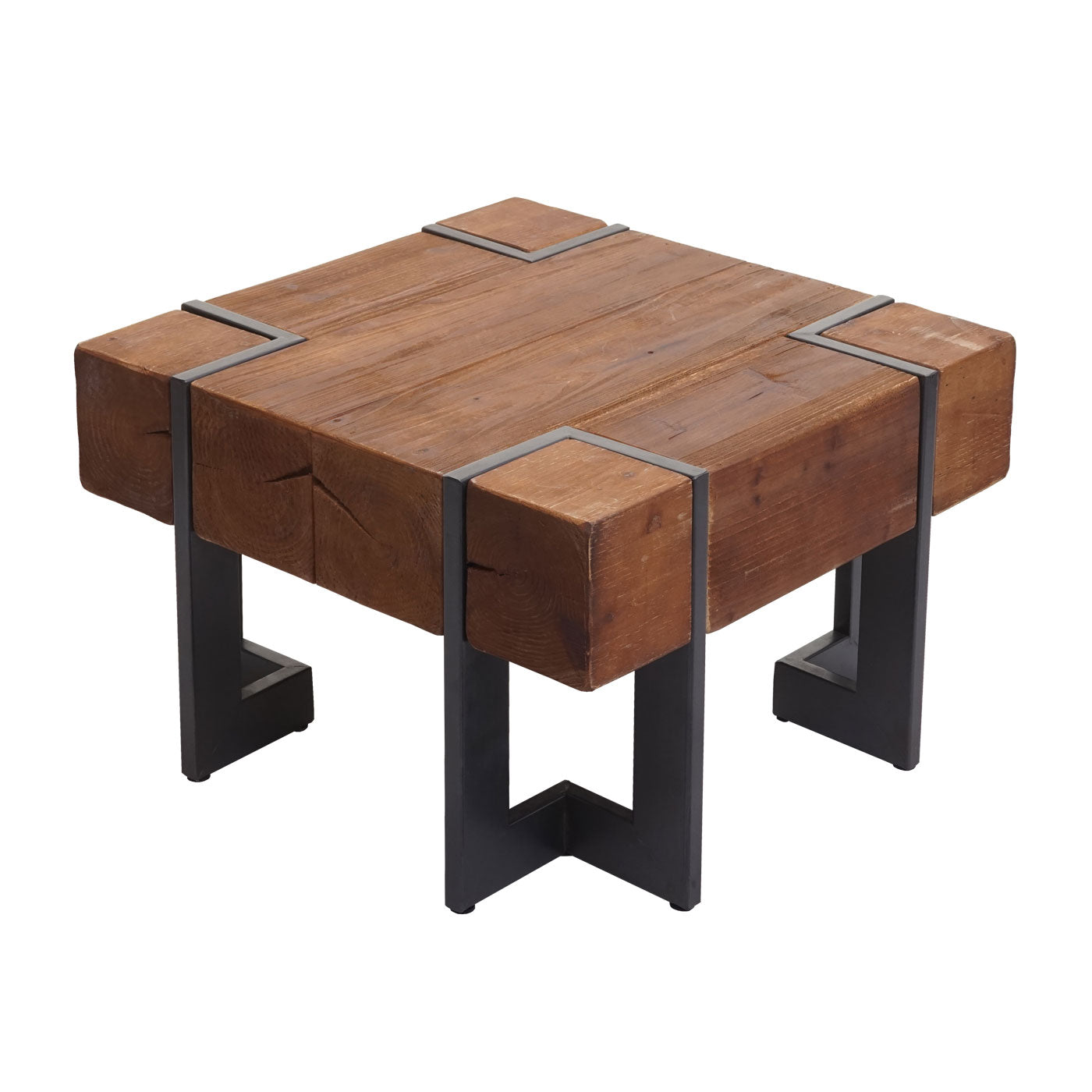Salontafel MCW-A15, woonkamertafel, massief rustiek dennenhout MVG-gecertificeerd ~ bruin 60x60cm