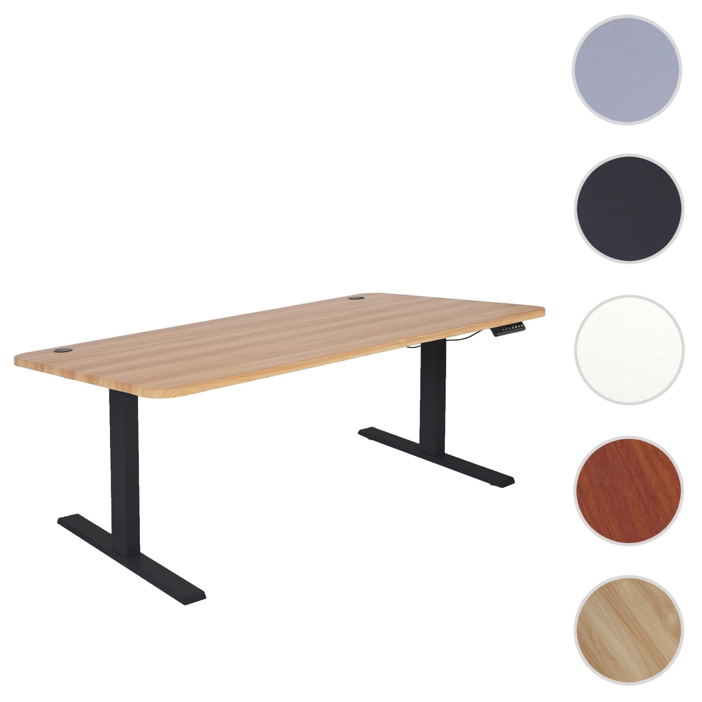 Bureau MCW-D40, computerbureau, elektrisch in hoogte verstelbaar 160x80cm 53kg MVG ~ eiken decor, zwart