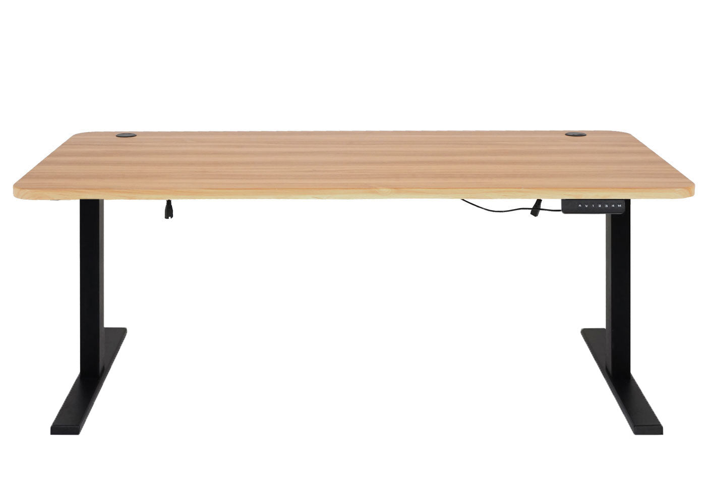 Bureau MCW-D40, computerbureau, elektrisch in hoogte verstelbaar 160x80cm 53kg MVG ~ eiken decor, zwart
