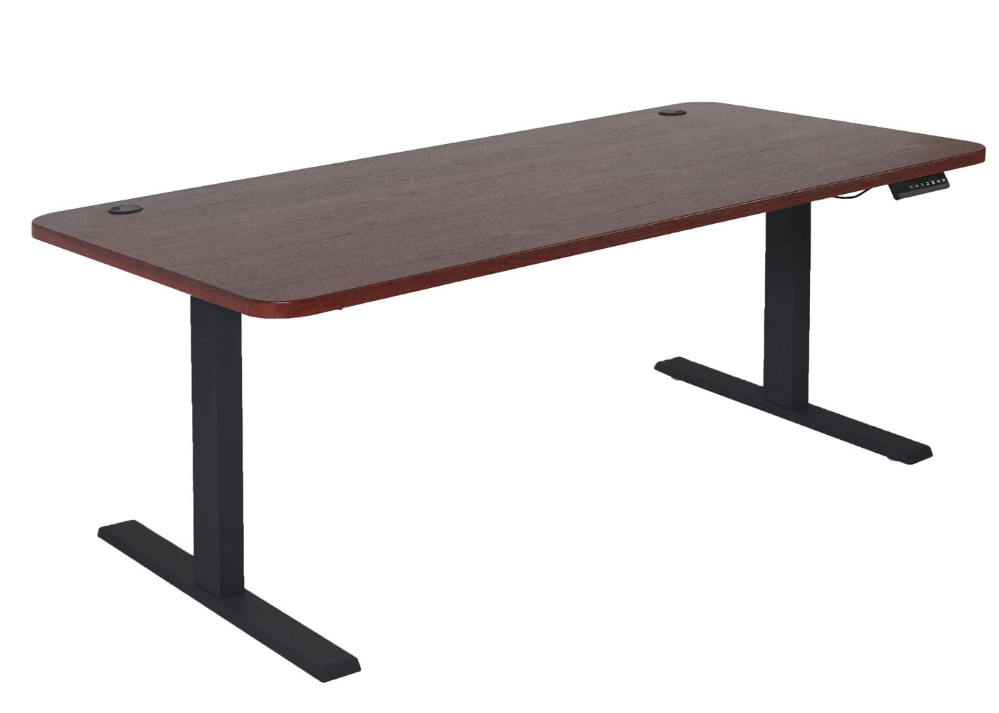 Bureau MCW-D40, computerbureau, elektrisch in hoogte verstelbaar 160x80cm 53kg MVG ~ kersen decor, zwart