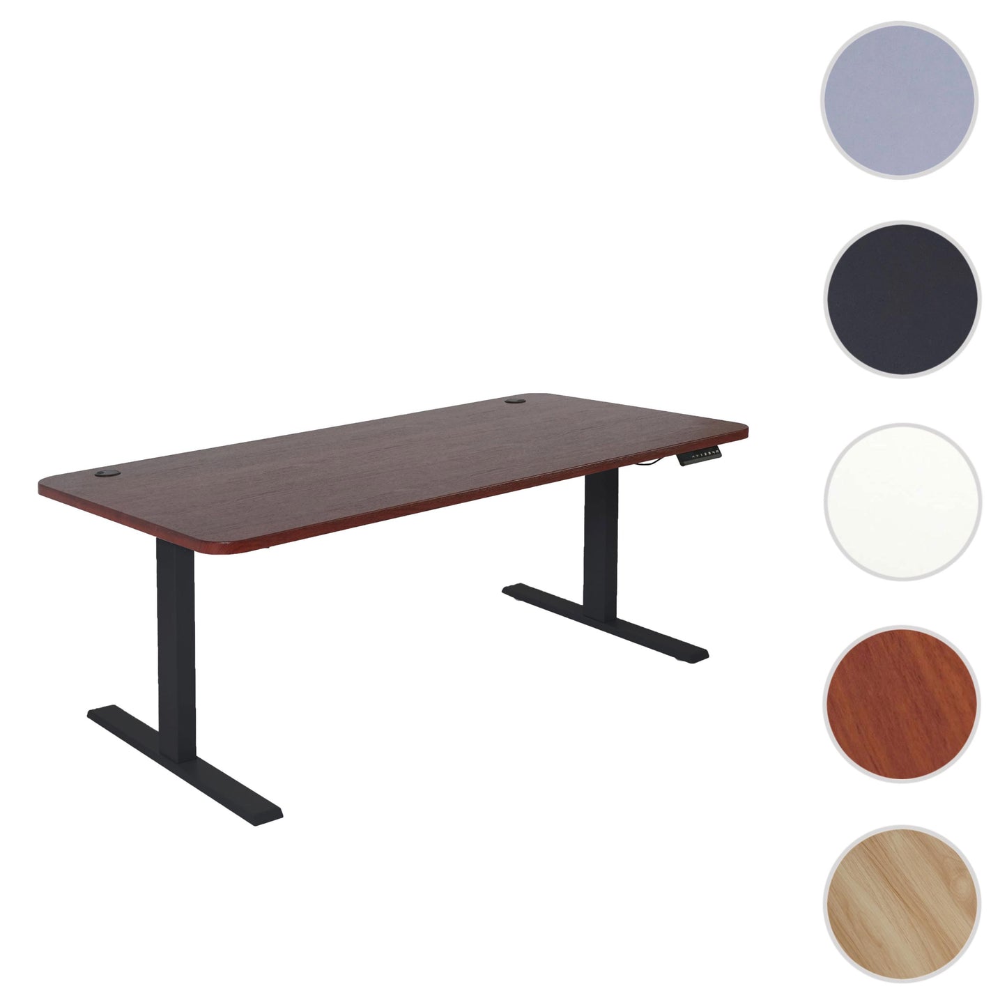 Bureau MCW-D40, computerbureau, elektrisch in hoogte verstelbaar 160x80cm 53kg MVG ~ kersen decor, zwart
