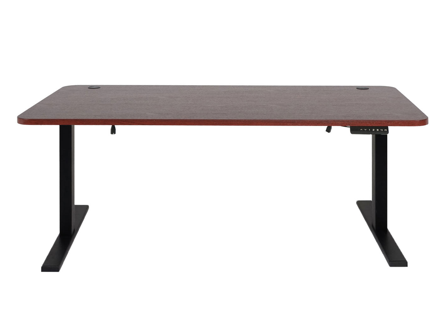 Bureau MCW-D40, computerbureau, elektrisch in hoogte verstelbaar 160x80cm 53kg MVG ~ kersen decor, zwart
