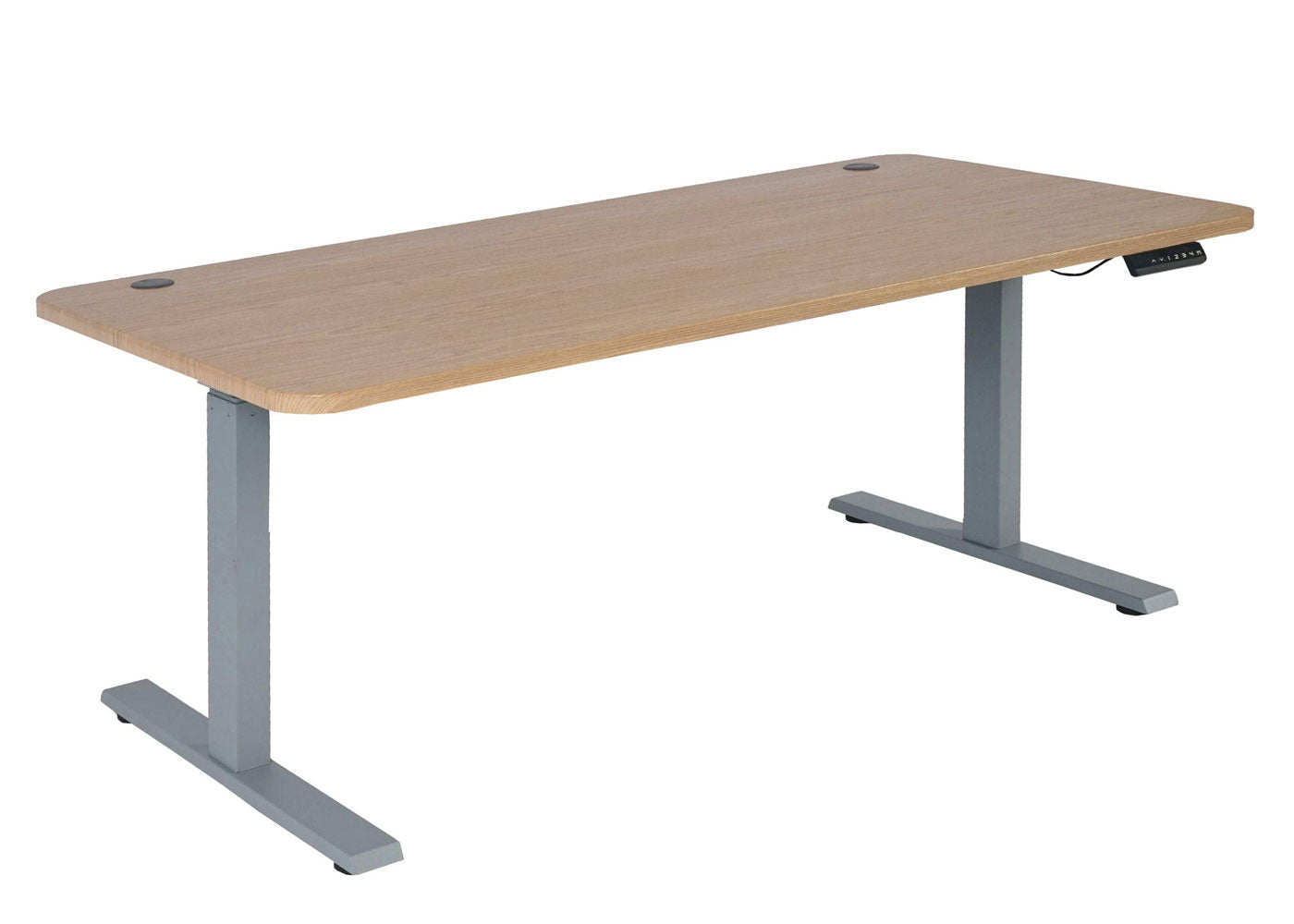 Bureau MCW-D40, computerbureau, elektrisch in hoogte verstelbaar 160x80cm 53kg MVG ~ lichtbruin, grijs
