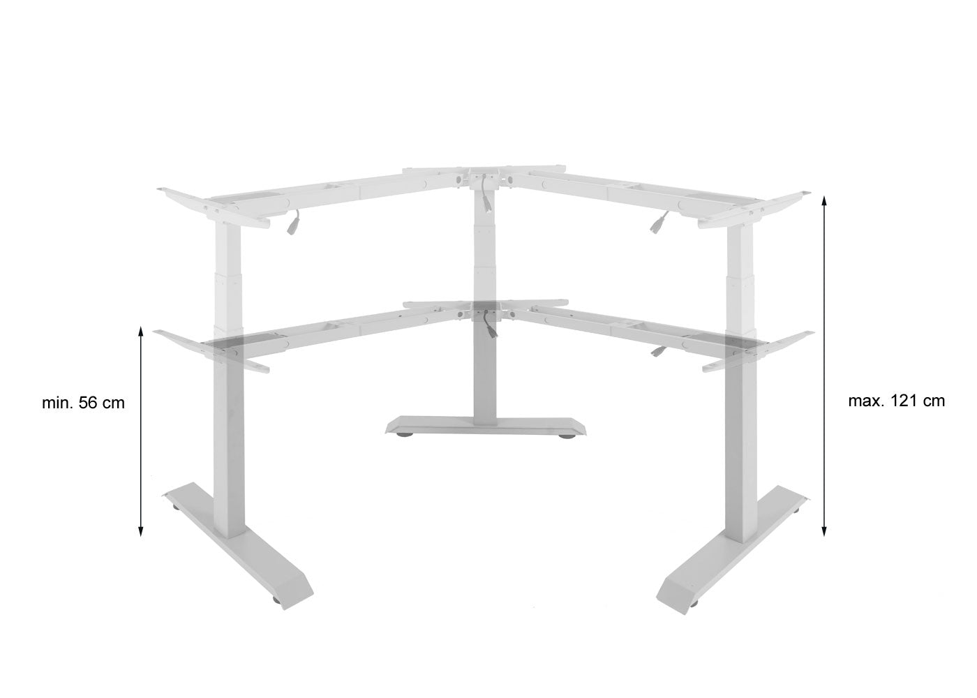 3in1 onderstel MCW-D40, variabel tafelframe, elektrisch in hoogte verstelbaar Geheugen 47kg ~ grijs